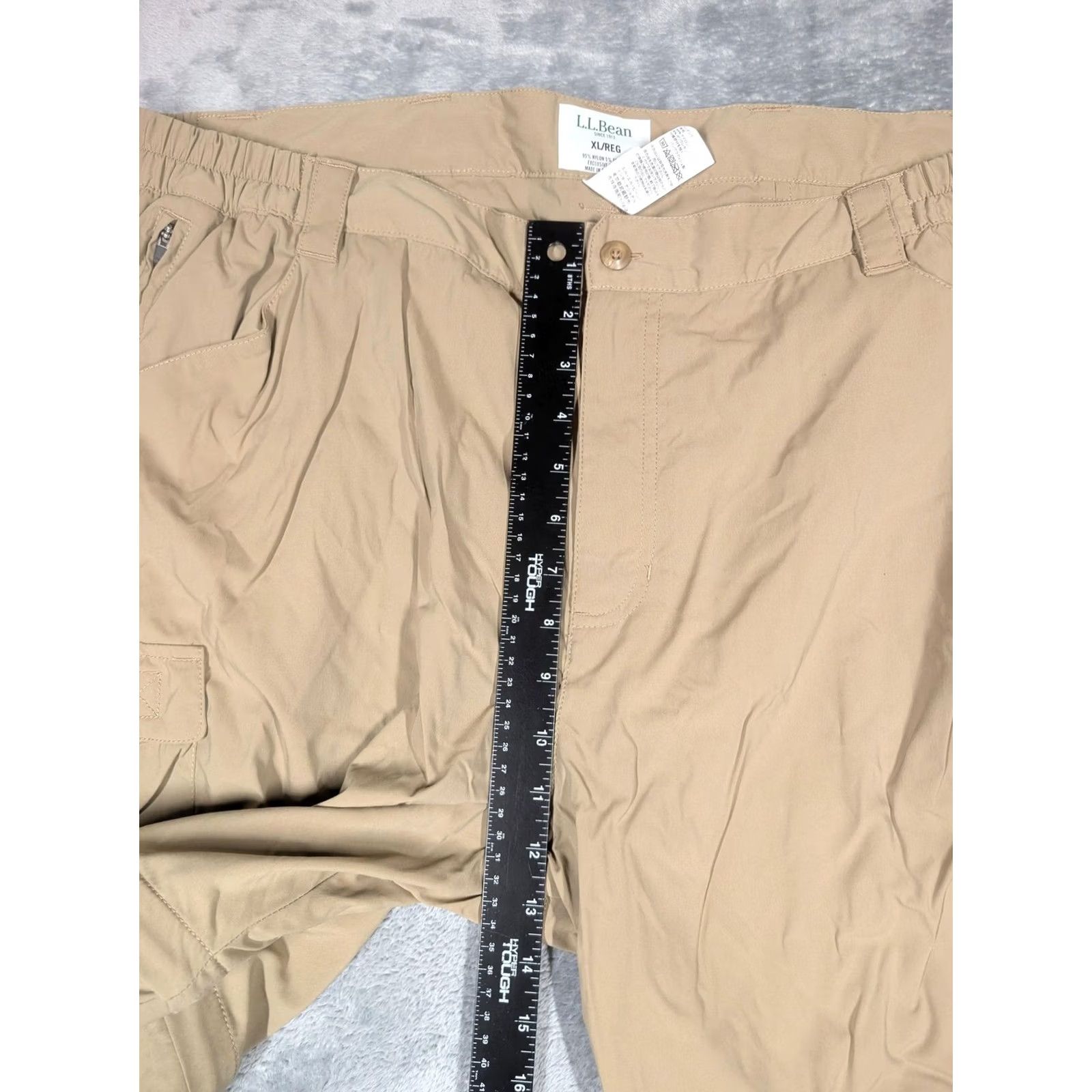 Vintage LL Bean Pants Mens XL Beige Convertible Cargo Hiking Nylon Stretch Zip Pocket Mens Relaxed Straight Leg KHaki Pant Size US 36 / EU 52 - 3 Thumbnail