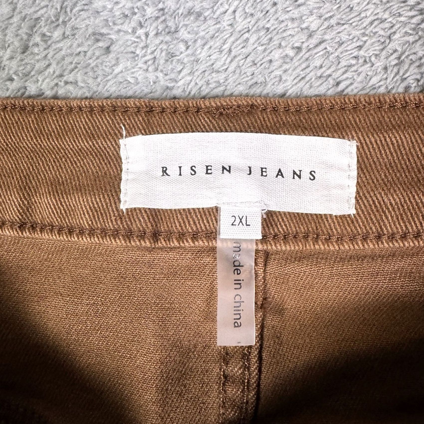 Vintage Risen Womens 2XL Wide Leg High Rise Tummy Control Raw Hem Denim Brown - New with Back Tag Size 40" / US 18 - 6 Thumbnail