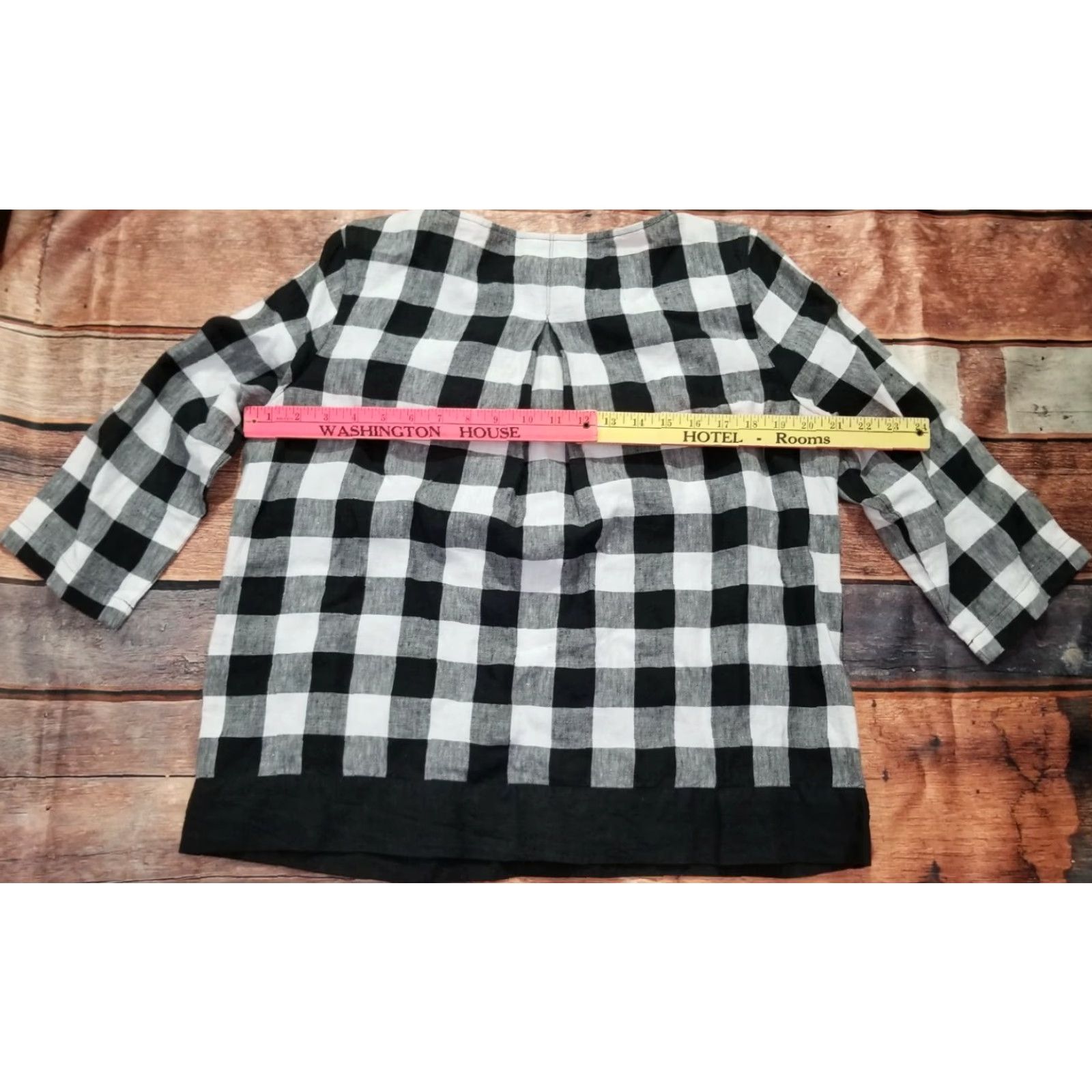 J. Jill J Jill Love Linen Womens Buffalo Plaid Top Shirt Blouse Black White Long Sleeve S Size S / US 4 / IT 40 - 2 Thumbnail