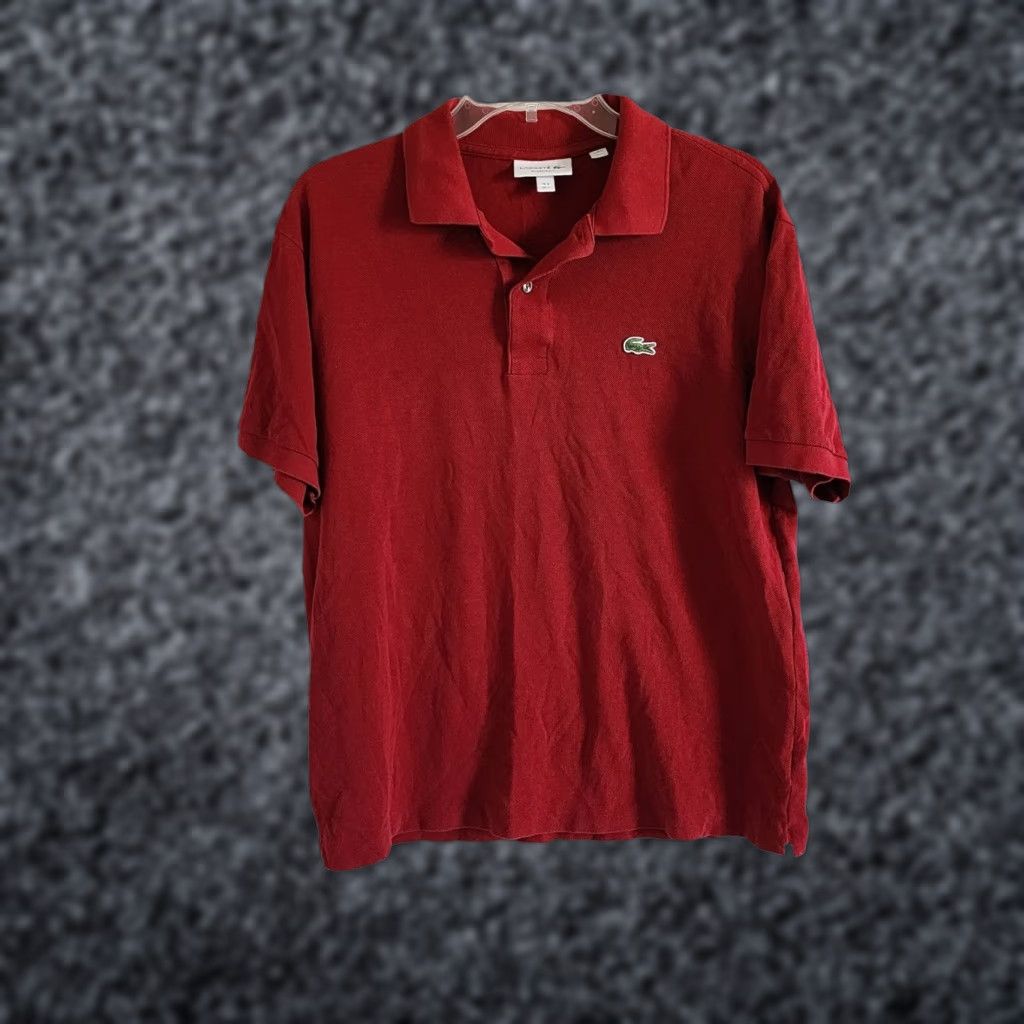 LACOSTE CLASSIC FIT Polo Shirt Youth Boy Sz L Burgundy - Red Cotton Polo Shirt Boy Regular Fit SS Shirt
