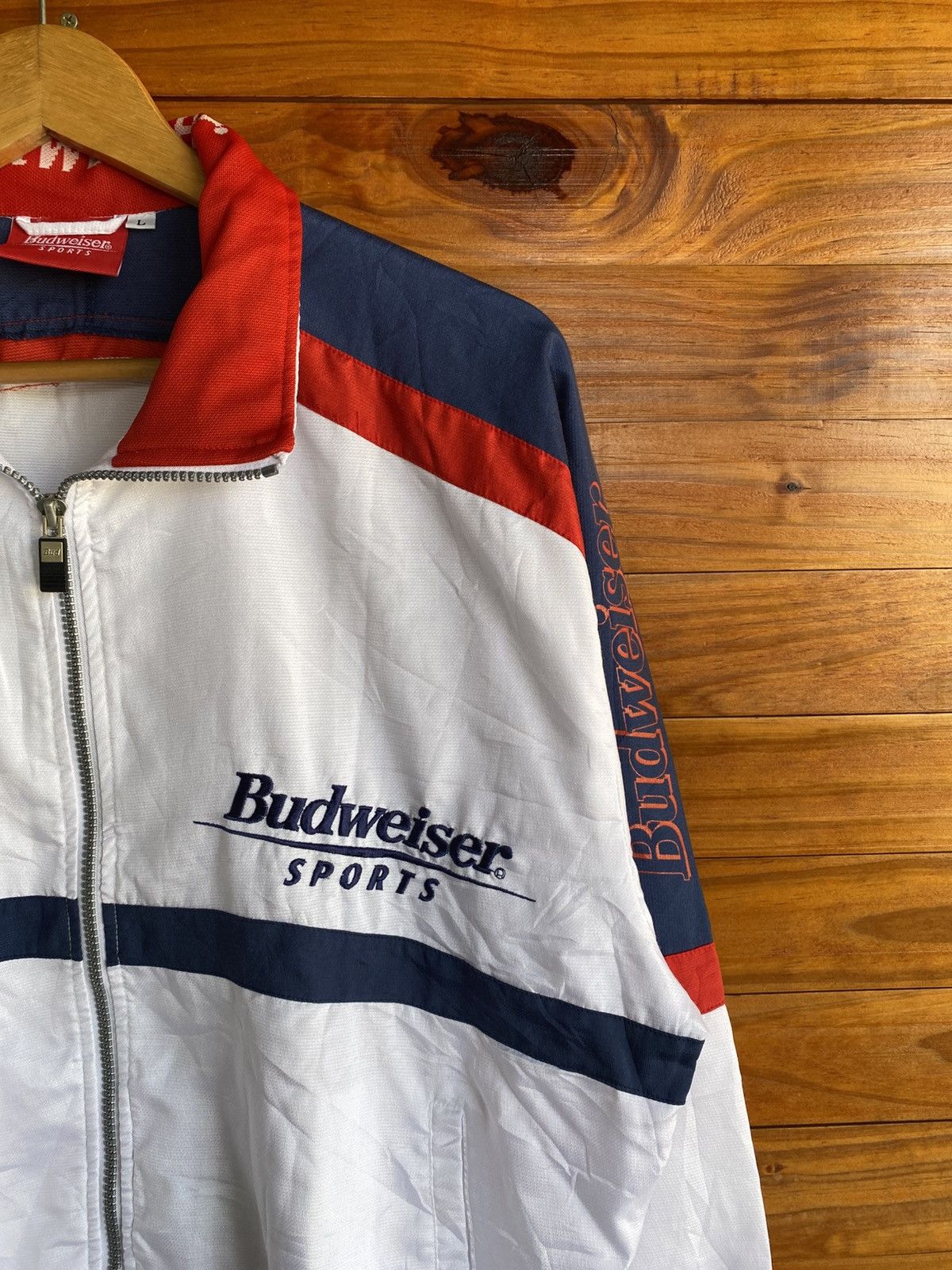 Budweiser Vintage Budweiser Sports Racing Jacket – Red White Blue Size US L / EU 52-54 / 3 - 6 Thumbnail