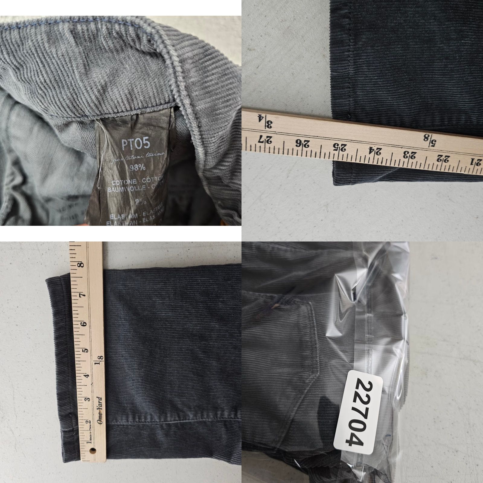 Vintage PT05 Jazz Pants Mens 32 Grey Corduroy Classic Fit Cotton Stretch Pantaloni 32x25 Size US 32 / EU 48 - 9 Thumbnail