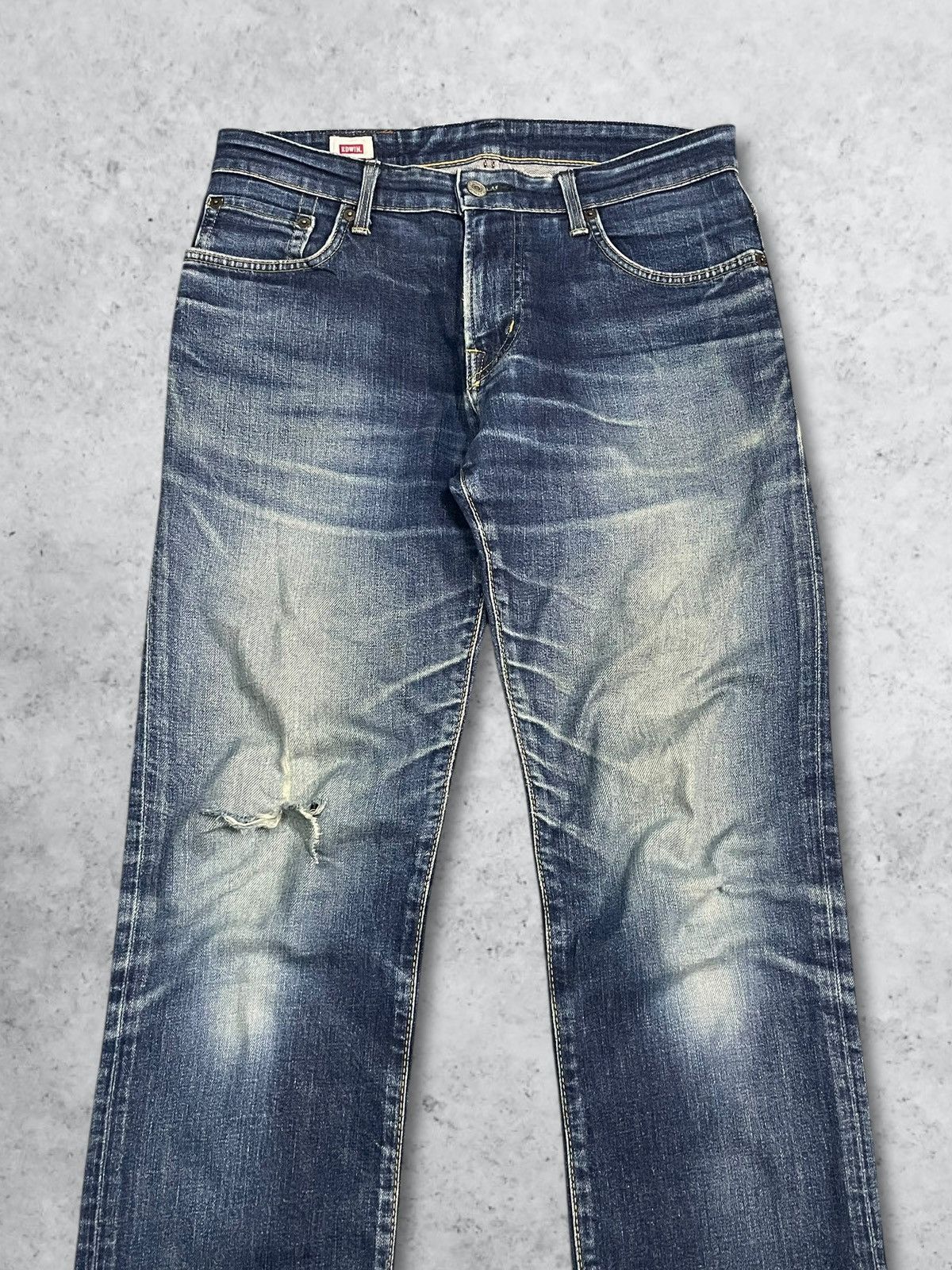 Edwin Vintage Edwin Made in Japan Blue Wash Loose Straight Jeans Size US 30 / EU 46 - 2 Thumbnail