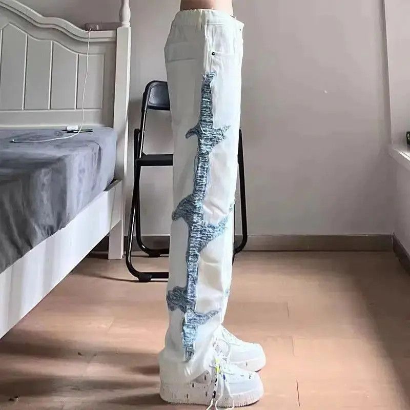 Japanese Brand Loose straight leg patchwork jeans Size US 32 / EU 48 - 2 Thumbnail
