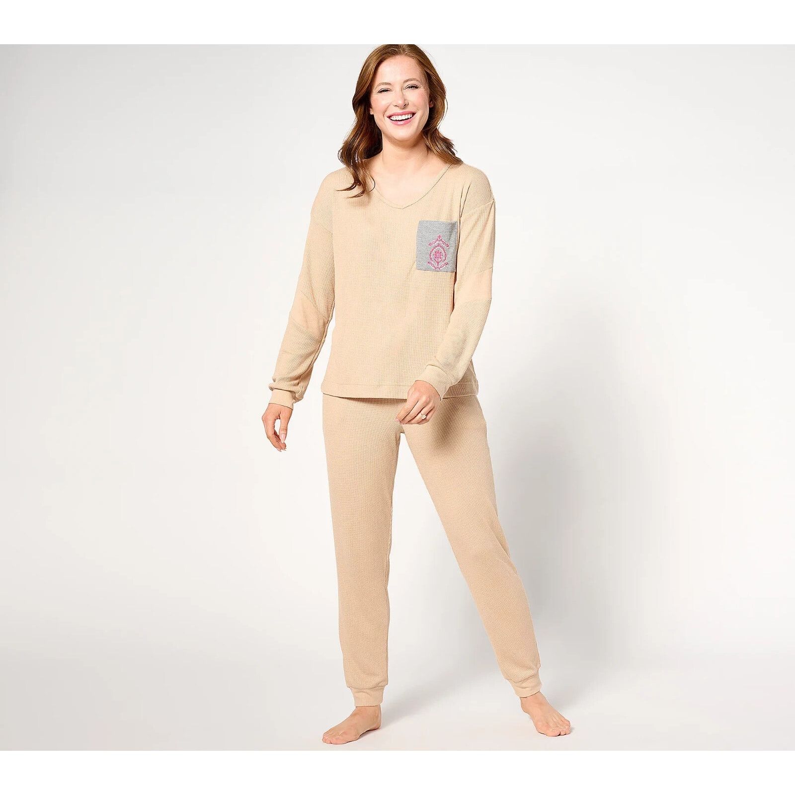 MEK MUK LUKS Waffle & Ribbed Knit Decal Lounge Set 1X A632307 Size ONE SIZE - 1 Preview