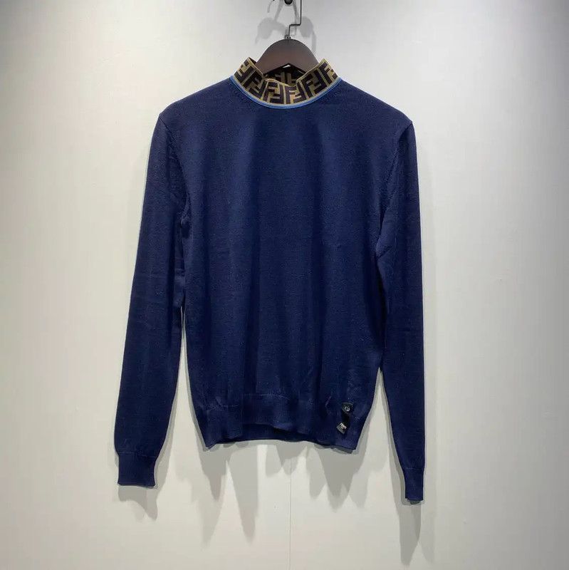 Fendi Fendi Men's Knitted Sweater in Dark Blue 0089 Size US S / EU 44-46 / 1 - 1 Thumbnail