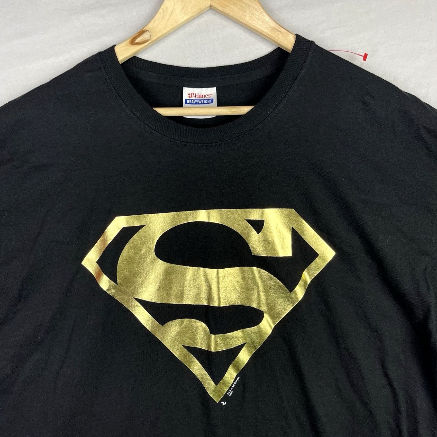 Hanes VINTAGE Superman Shirt Mens XL Black Graphitti Gold Logo DC Comics Superhero Y2K Size US XL / EU 56 / 4 - 3 Thumbnail