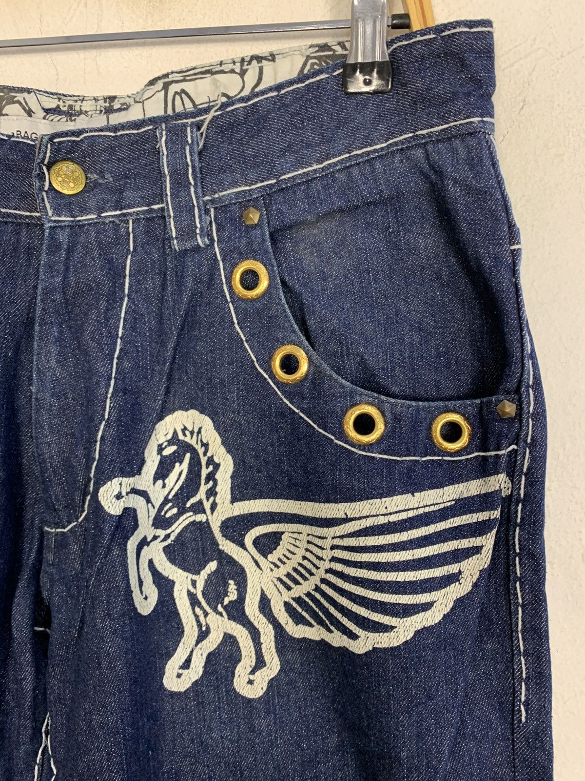 Japanese Brand Bagarch Pegasus Baggy Straight Cut Embroidery Pocket Size US 32 / EU 48 - 6 Thumbnail