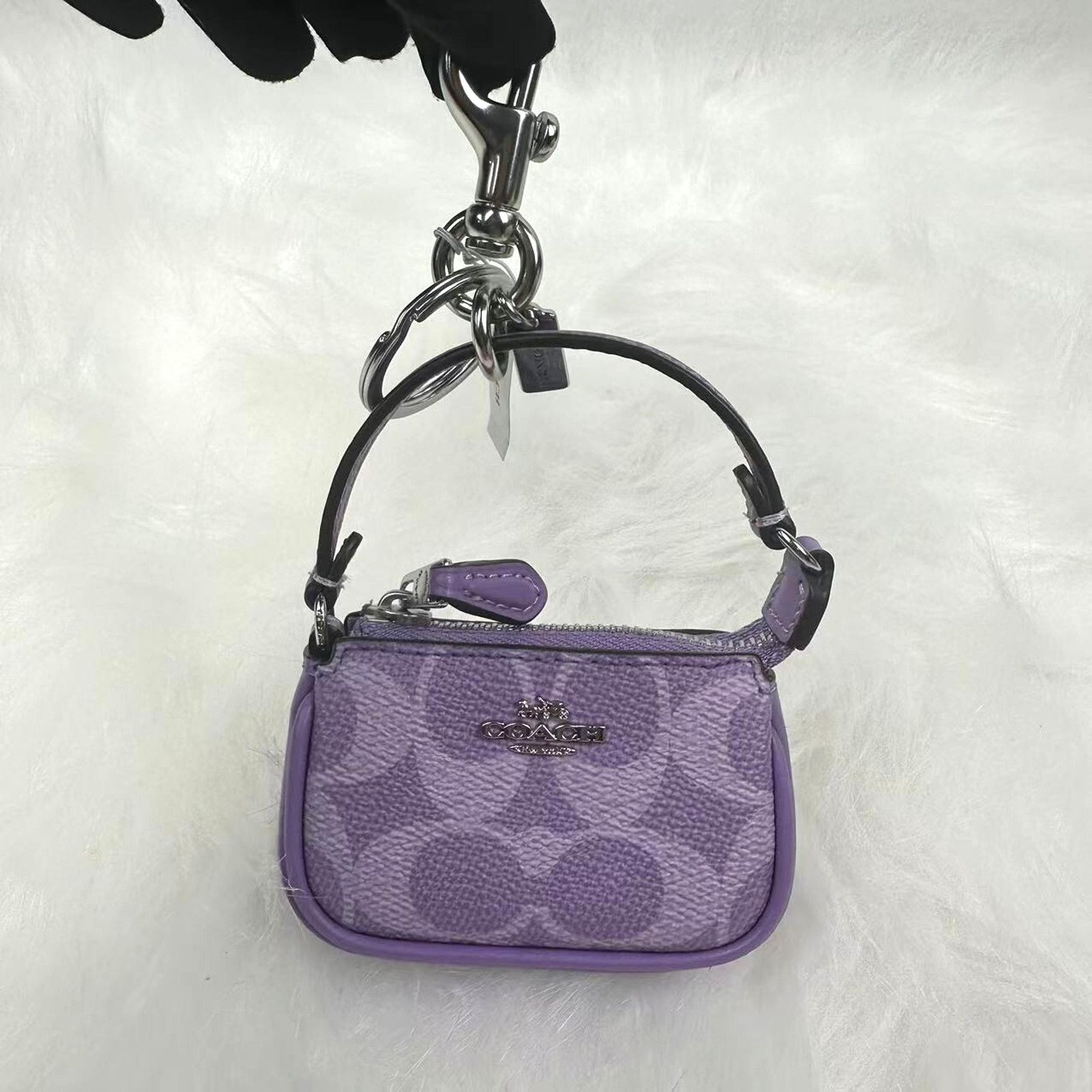 Coach Mini Nolita Bag Charm Sig Canvas Iris Purple Cx067 Nwt, Women's