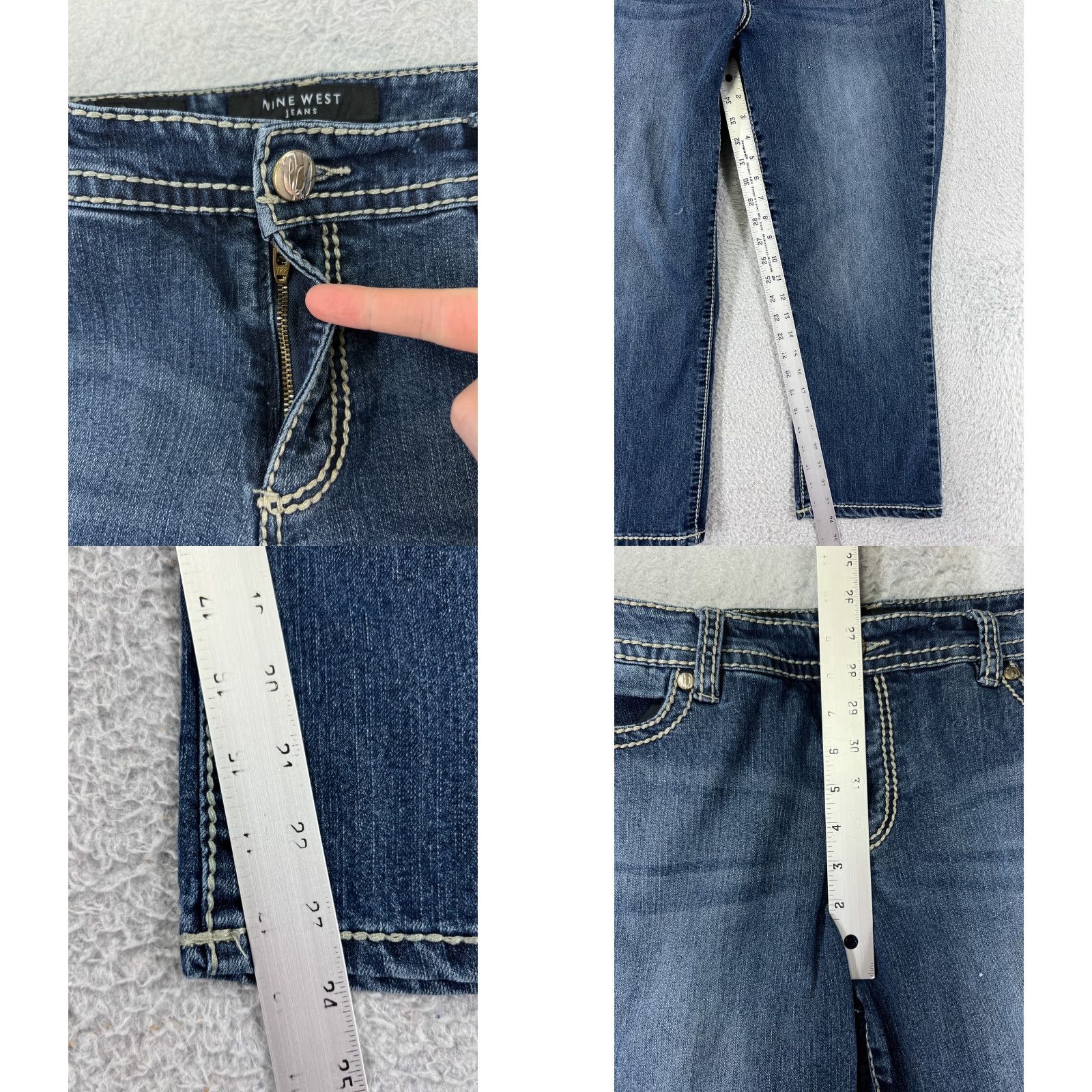 Nine West Nine West Jeans Womens 12 Blue Denim Ankle Embroidered Bling Cotton Blend Denim Pants Adult Regular Blue Women's Jeans 90s Designer Logo Size 34" / US 12 / IT 48 - 8 Thumbnail