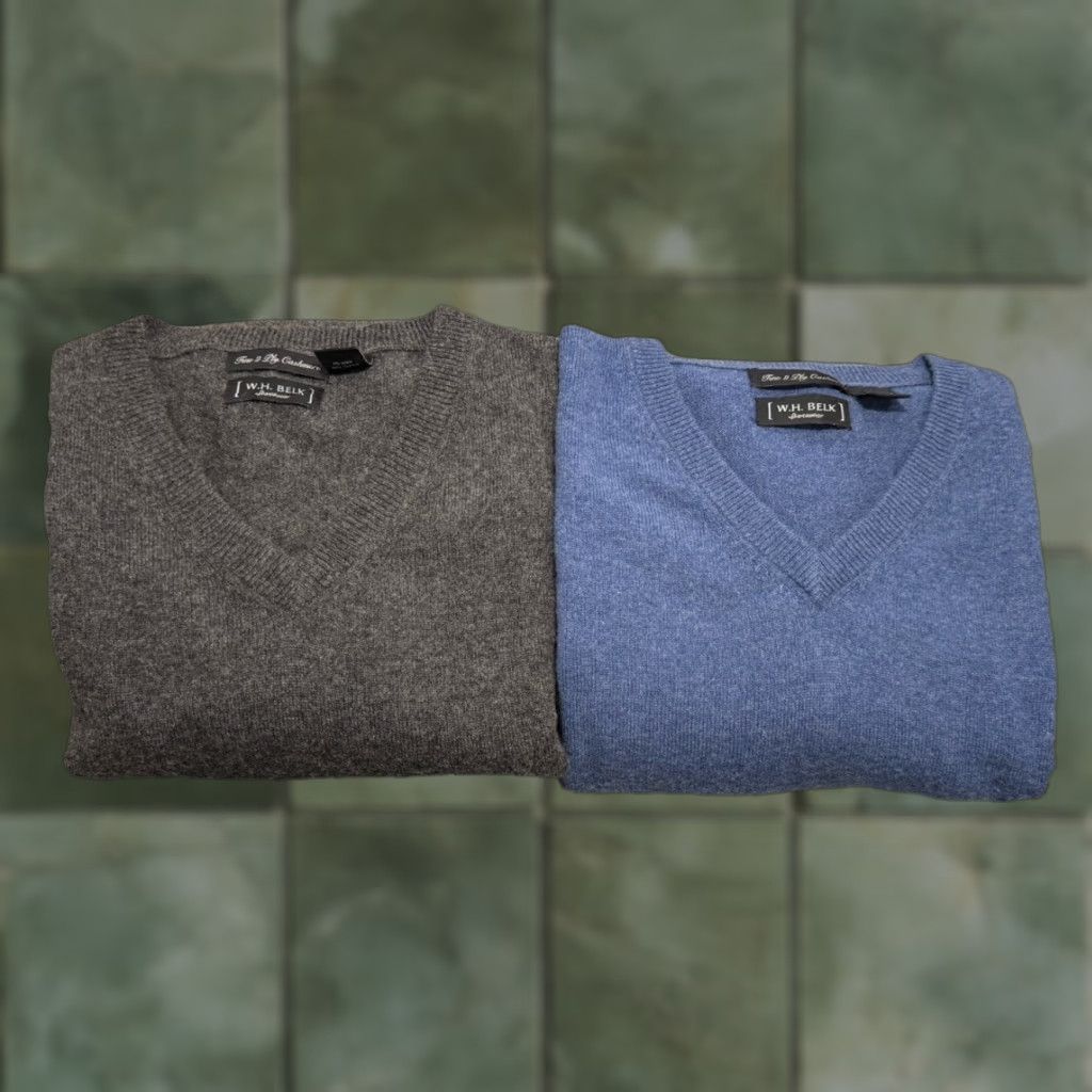 Vintage VINTAGE WH Belk Men’s Sweater Pullover Cashmere XL Fall Winter Casual Blue Gray Size US XL / EU 56 / 4 - 1 Thumbnail