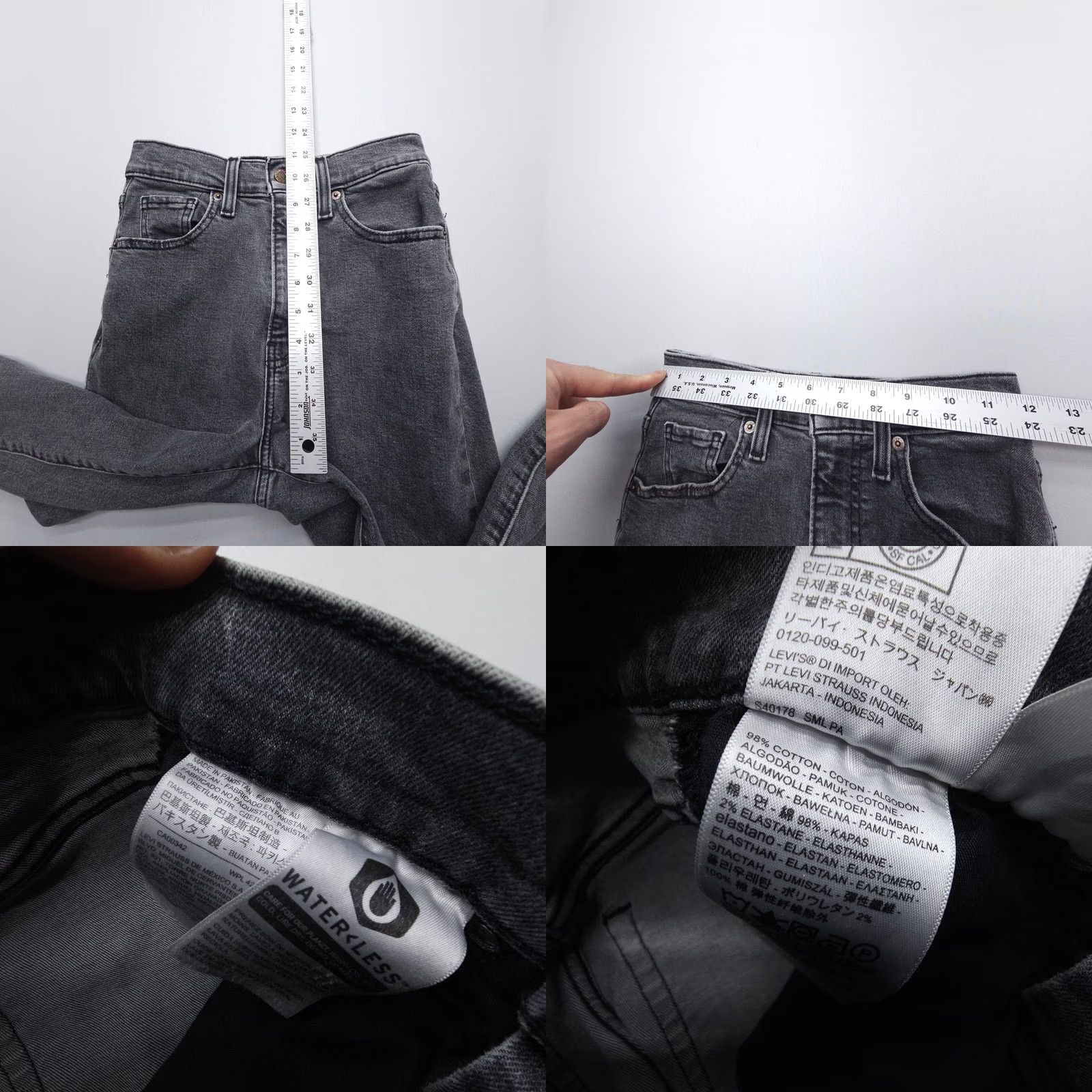 Levi's Levi's Jeans High Waisted Taper Regular 24 Black Denim Stretch 25" Inseam 5-Pocket USA Women Regular Levi's Black Jeans Size 42" / US 20 - 8 Thumbnail
