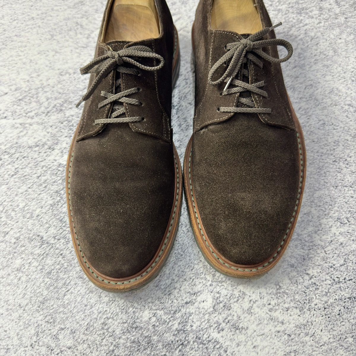 Designer × Handmade Gordon&Bros Mens Brown Suede Derbies US9 UK8 EU42 Size US 9 / EU 42 - 6 Thumbnail