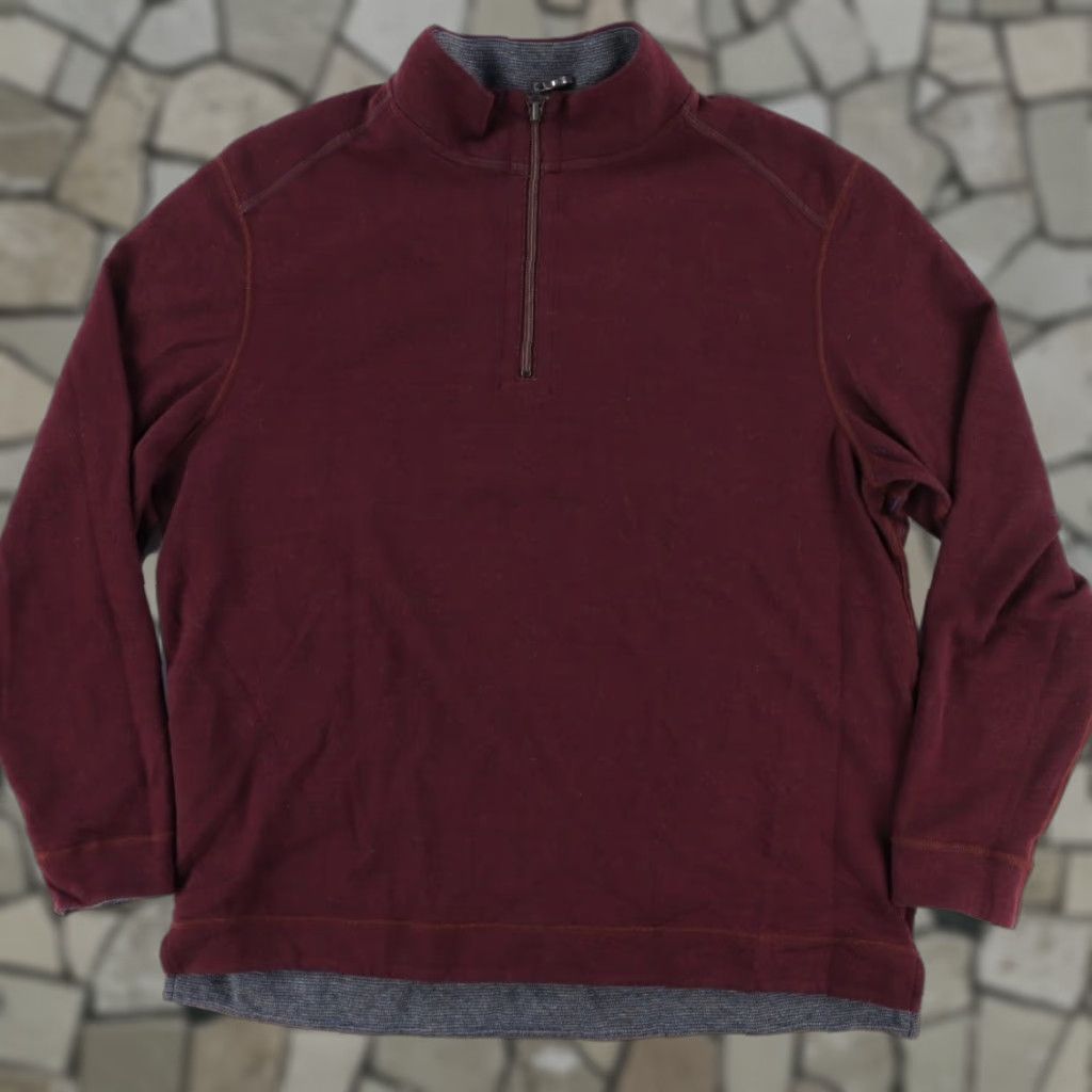 Tommy Bahama Tommy Bahama Alpine View Reversible Sweater Shirt Mens XL Rum Berry Mock Long Sleeve Solid 90s/Concert/Theme? Size US XL / EU 56 / 4 - 1 Thumbnail