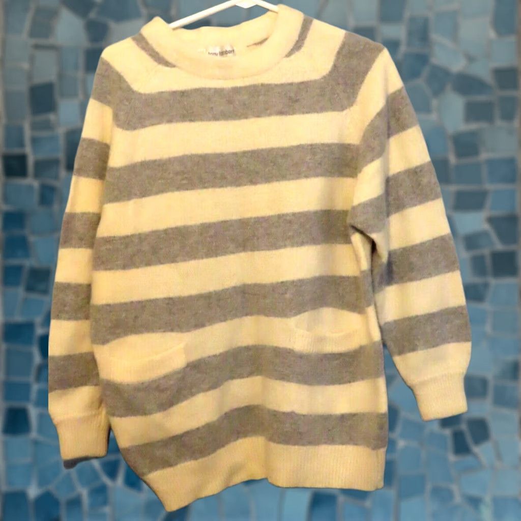 Vintage VINTAGE Tony Lambert Women Sweater L Wool Striped Crew Neck Pullover White N/A Size L / US 10 / IT 46 - 1 Thumbnail
