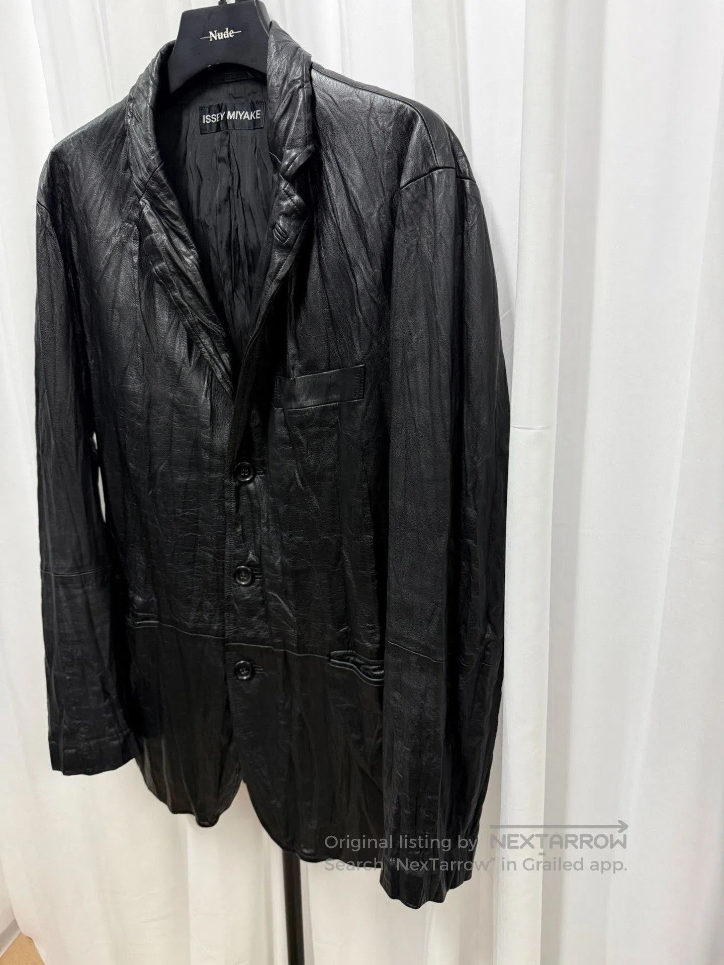 Issey Miyake Issey Miyake Black Pleated Cowhide Jacket. Size US M / EU 48-50 / 2 - 2 Thumbnail