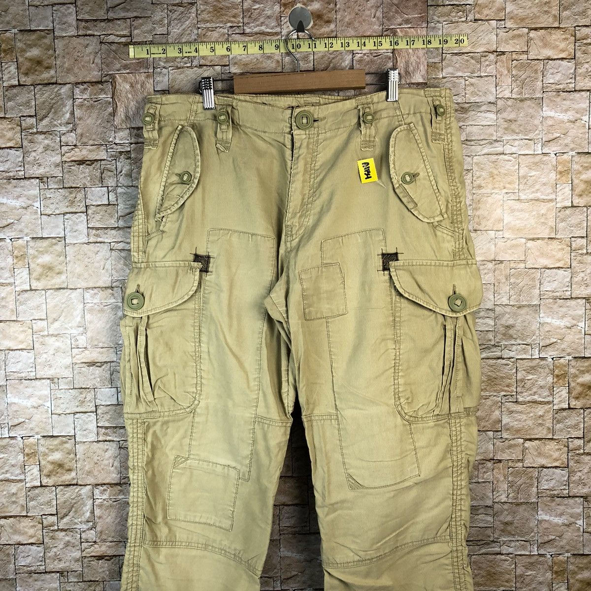 Japanese Brand Back Number Brown Cargo Multipocket Pants #A1134 Size US 35 - 2 Thumbnail