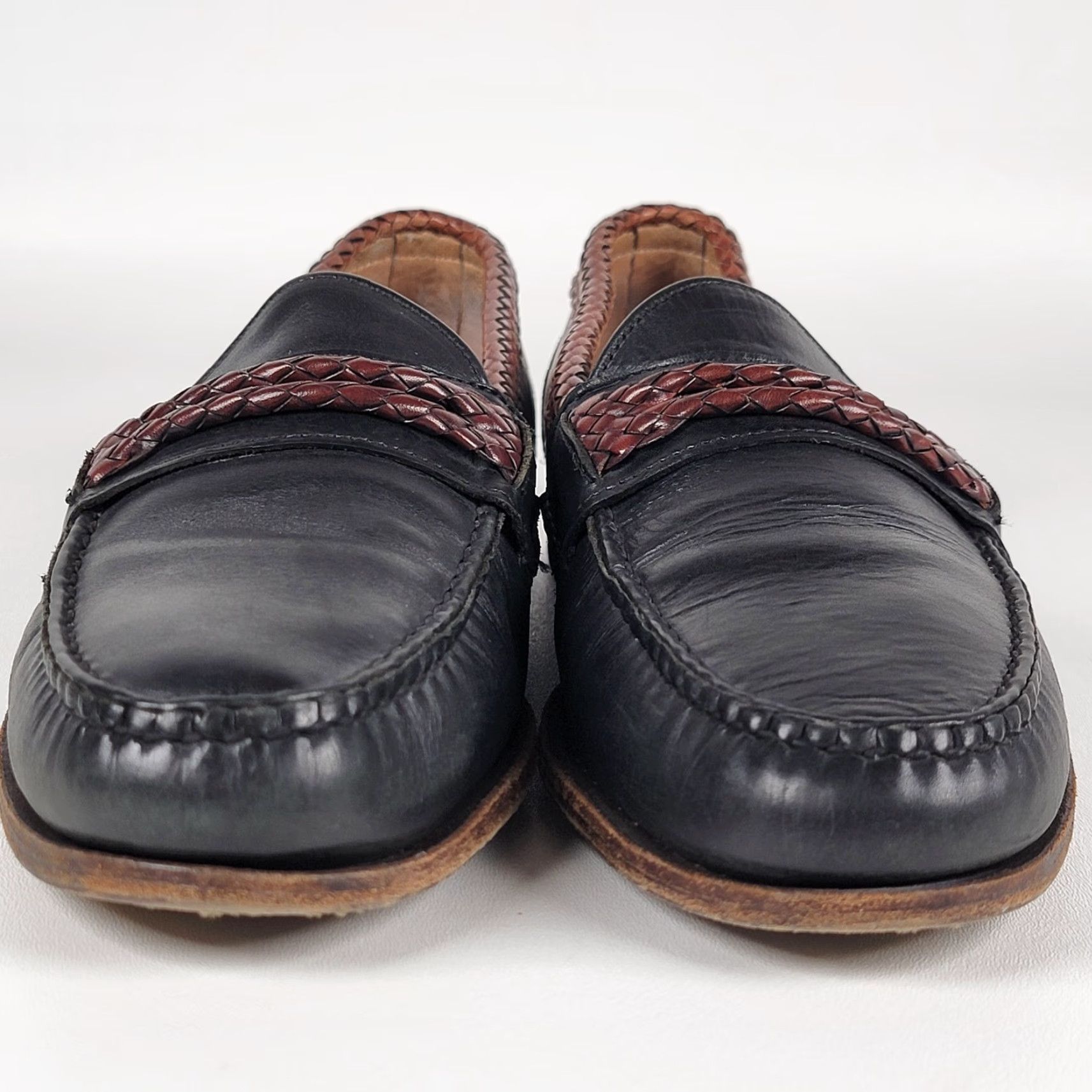 Allen Edmonds Allen Edmonds Newcomb Loafers Black Brown Woven Trim 11 D USA Made Size US 11 / EU 44 - 3 Thumbnail