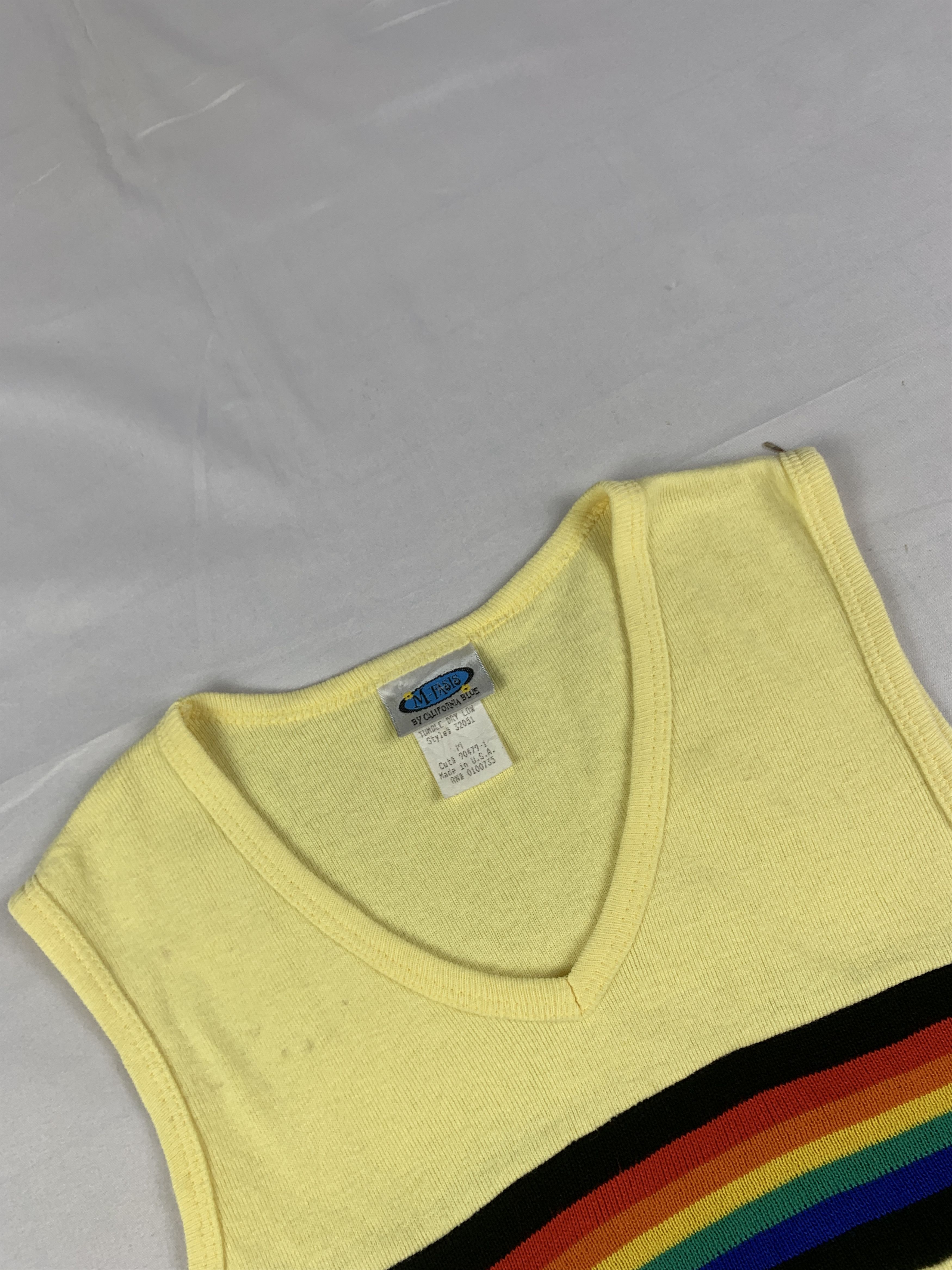 Japanese Brand M-Fast USA Yellow Rainbow Sleeveless Top (M) Size US M / EU 48-50 / 2 - 5 Thumbnail