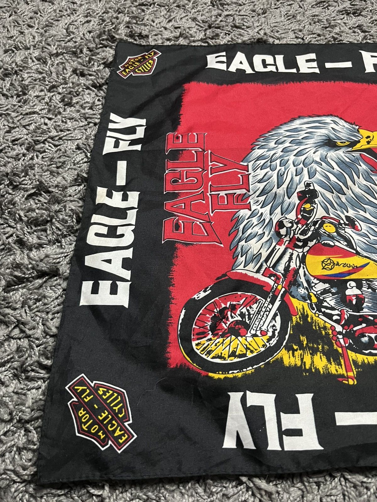 Vintage Vintage Eagle-Fly Biker Bandana American Flag & Motorcycle Size ONE SIZE - 2 Thumbnail