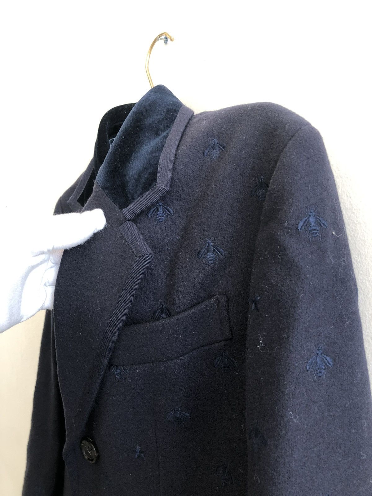 Gucci Gucci Gray All-Over Bee Embroidery Wool Overcoat 44R Size US S / EU 44-46 / 1 - 3 Thumbnail