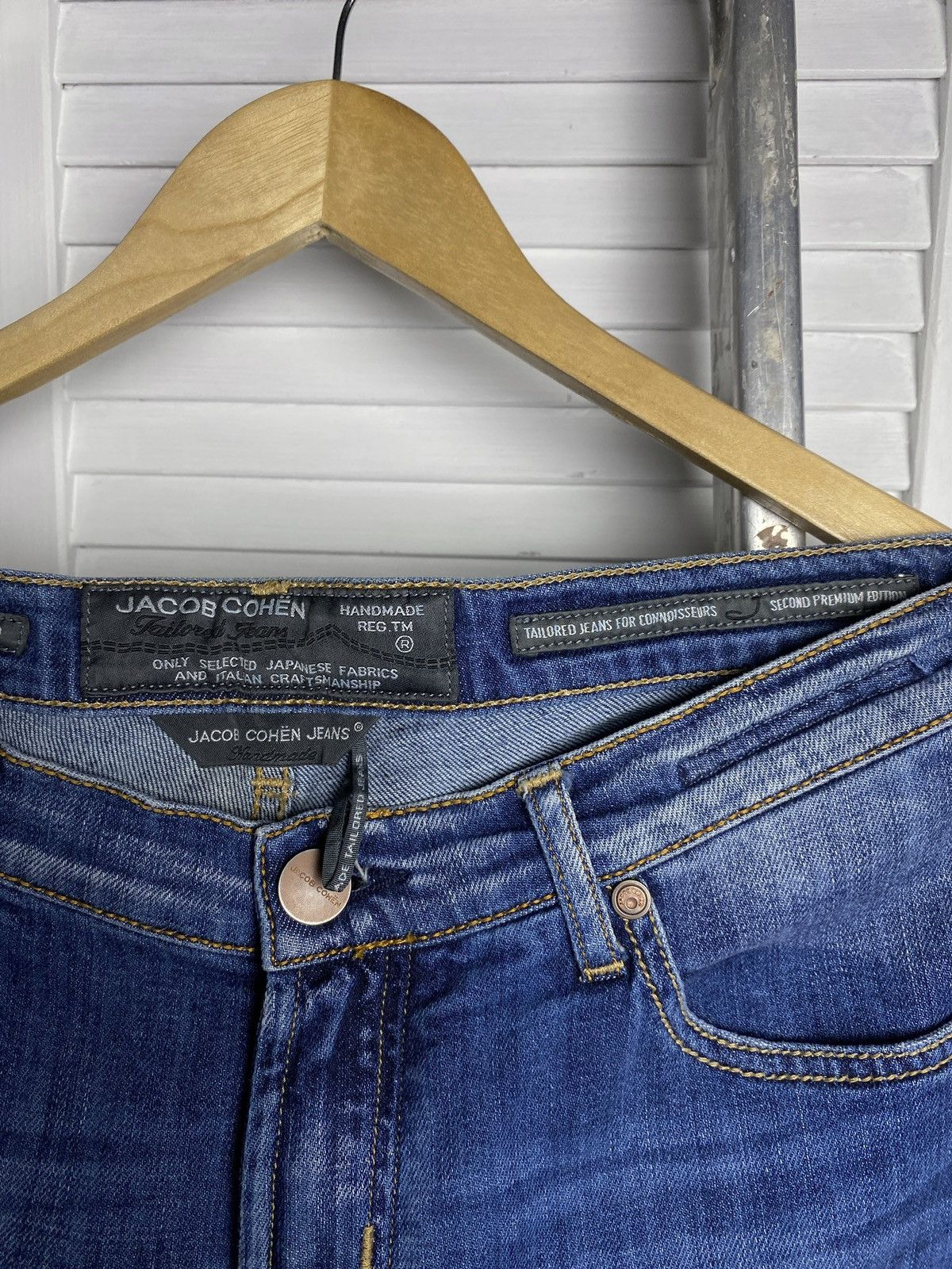 Jacob Cohen × Japanese Brand Jacob Cohen Blue Cotton Straight Leg Mid Rise Denim Jeans Size 27" / US 4 / IT 40 - 9 Thumbnail