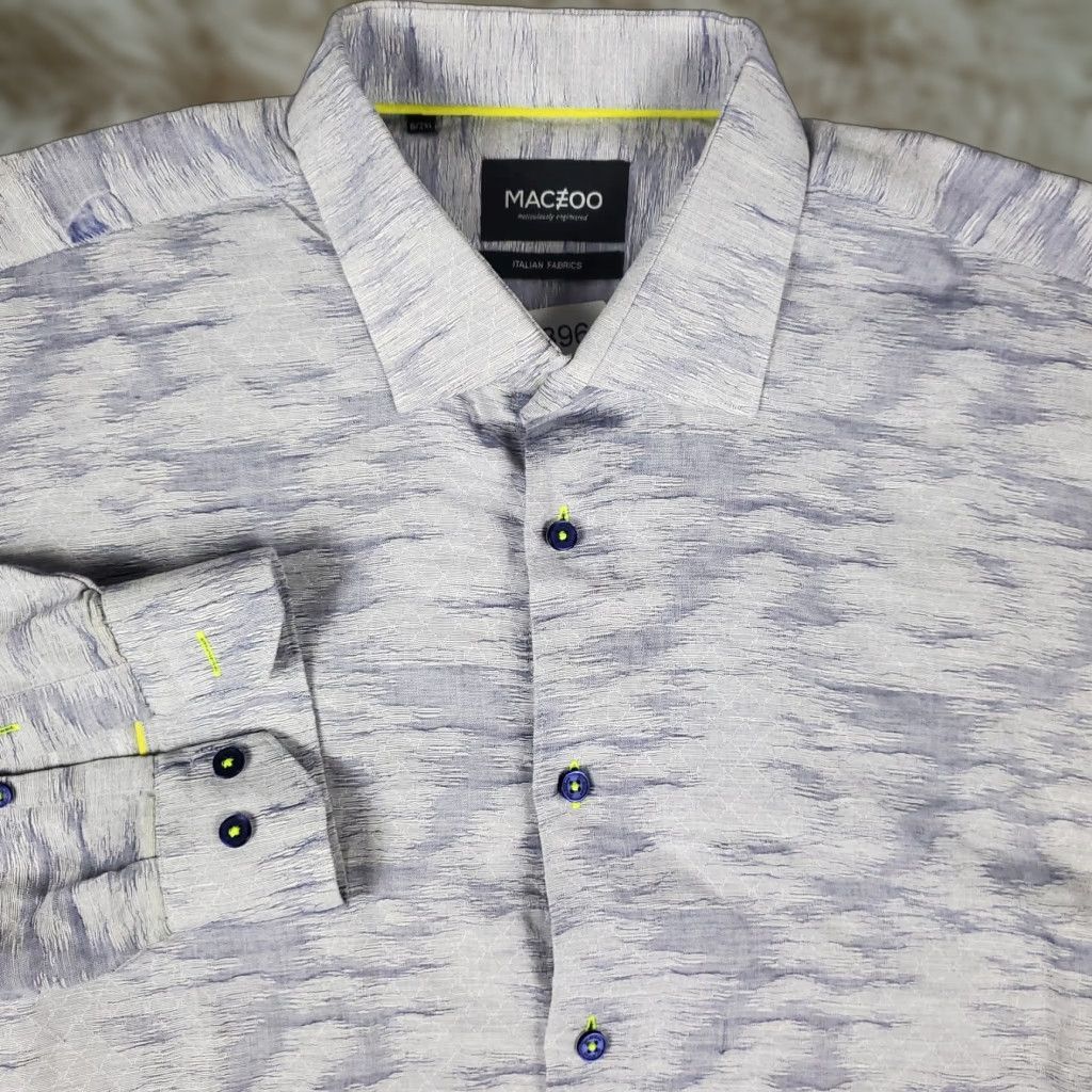 Maceoo Maceoo Shirt Mens 2XL Blue Color Cotton Linen Button-Up Long Sleeve Classic Size US XXL / EU 58 / 5 - 1 Thumbnail