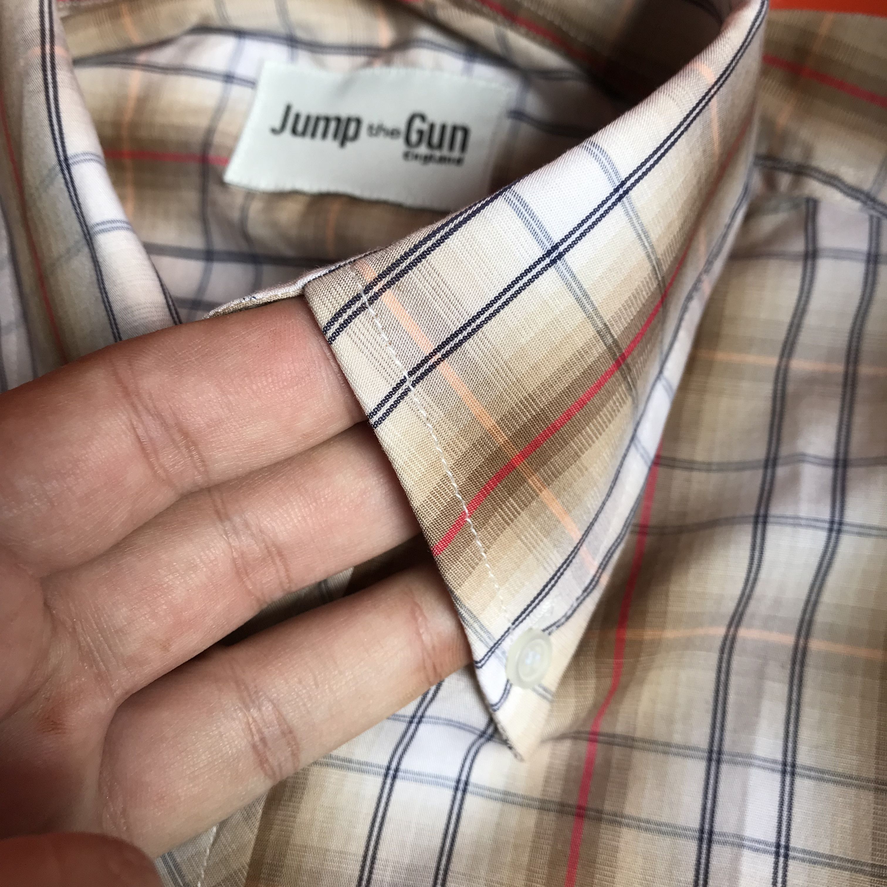 Other Jump The Gun tan red stripes shirt 3 fingers colar mod Size US S / EU 44-46 / 1 - 4 Thumbnail