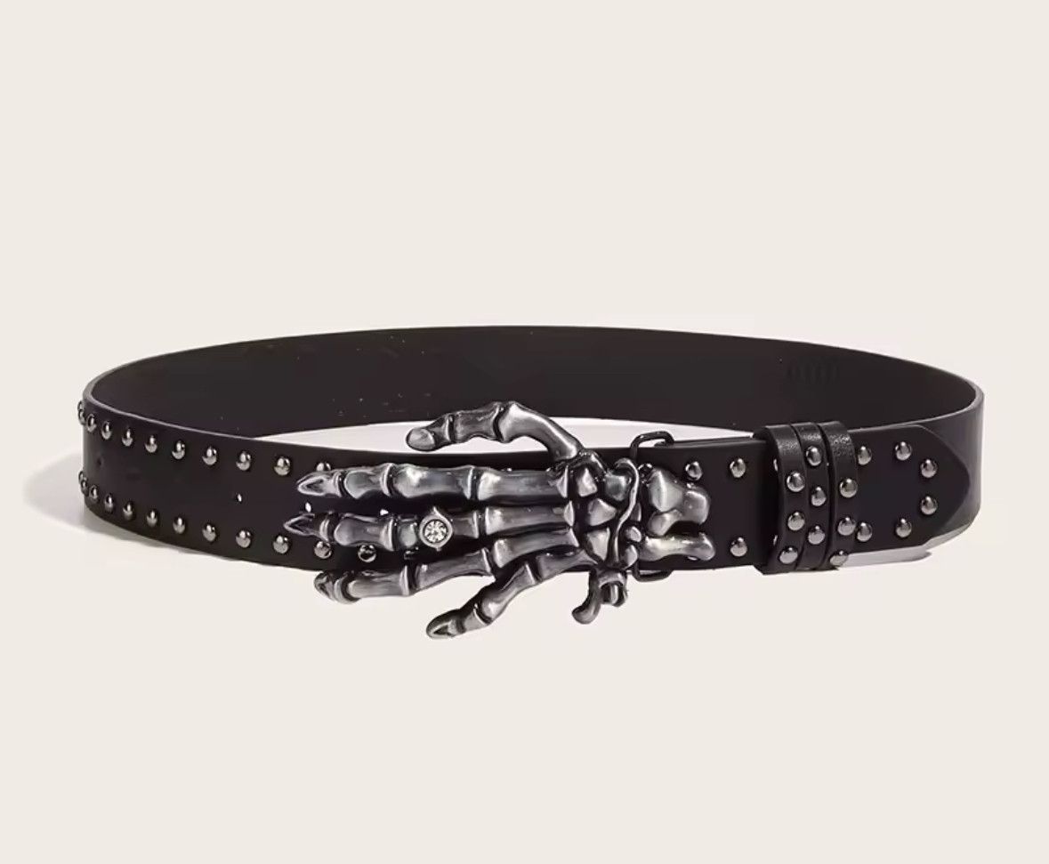 Japanese Brand Unisex Trendy Gothic Punk Skulls Buckle Belt Size 32 - 2 Thumbnail