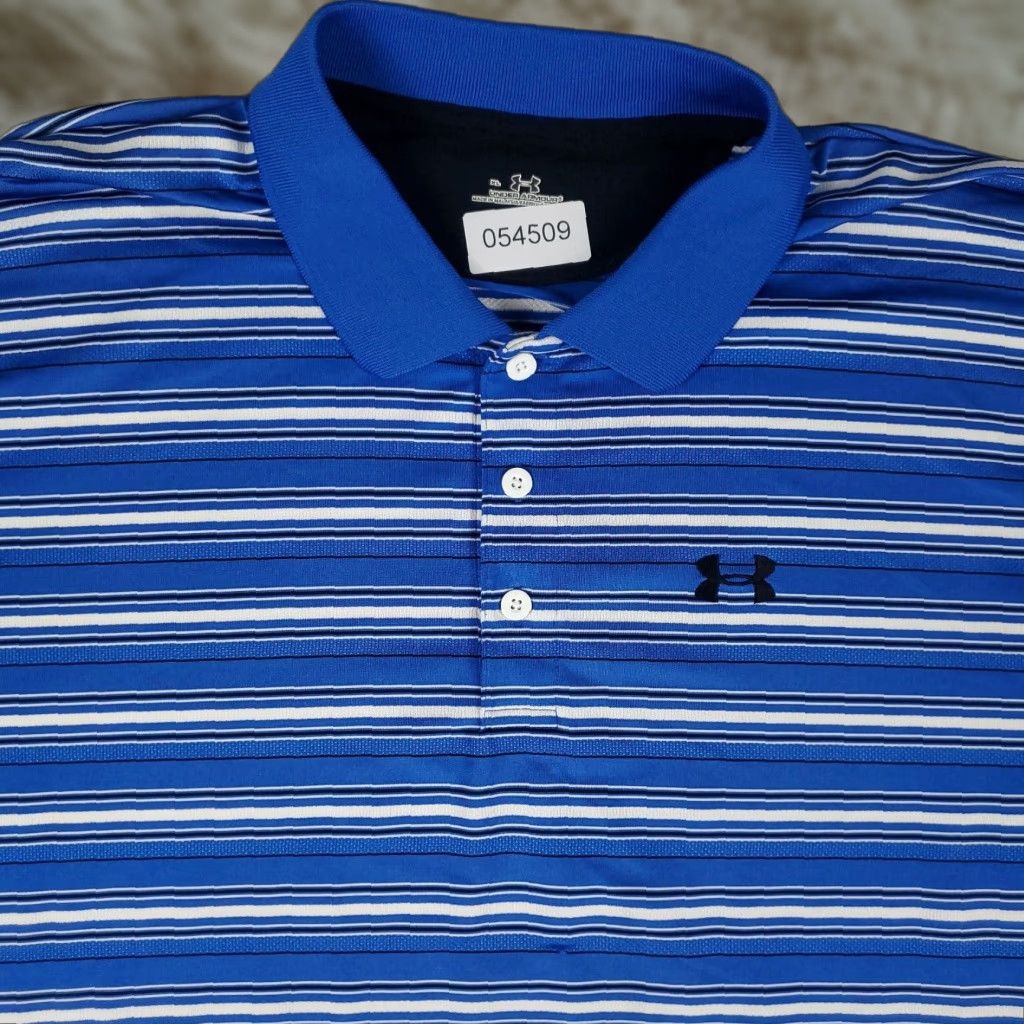 Under Armour Under Armour Polo Shirt Mens XL Blue Striped Golf Casual Short Sleeve Polo Shirt Mens XL Blue Striped Golf Sports Shirt Size US XL / EU 56 / 4 - 1 Thumbnail