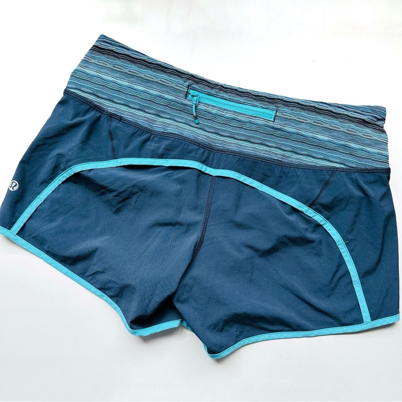 Lululemon LULULEMON Navy Blue Aqua Mini Shorts Zip Workout Active Gym Size 28" / US 6 / IT 42 - 5 Thumbnail