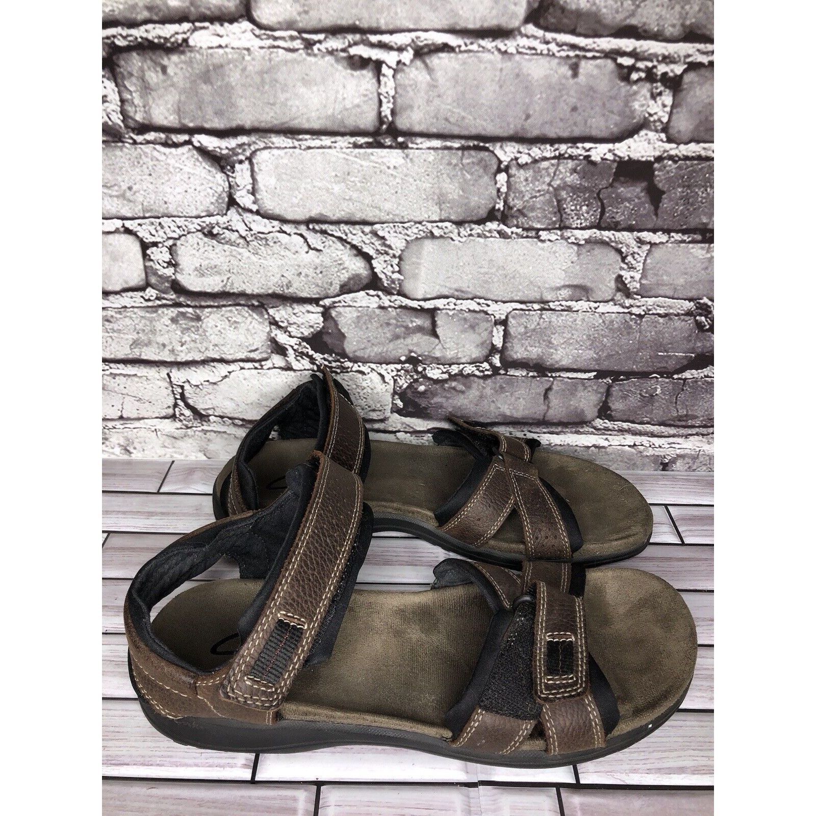 Clarks Clarks Brown Leather Synthetic Hiking Outdoor Strap Sandals Size US 11 / EU 44 - 20 Thumbnail