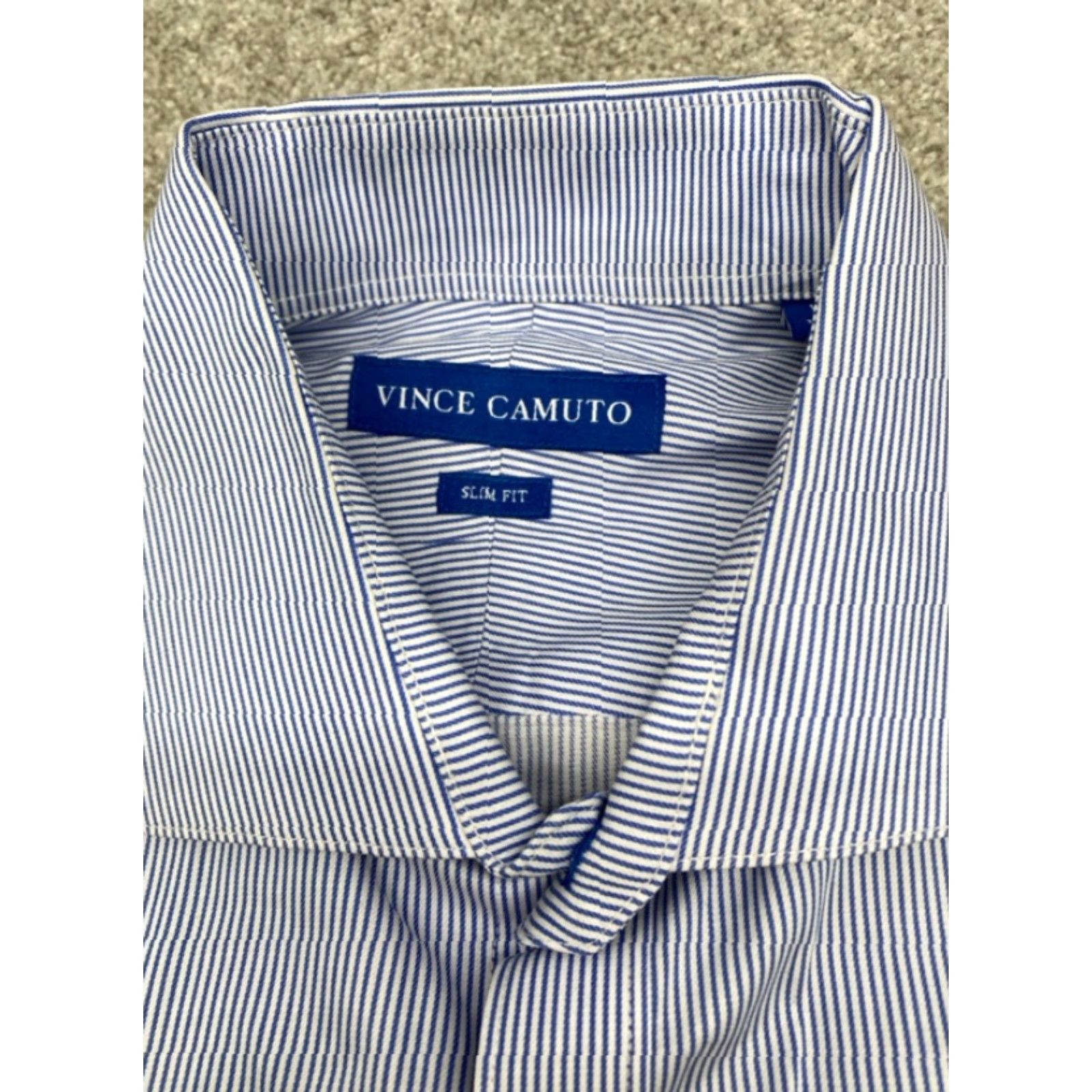 Vince Camuto Vince Camuto Shirt Men's 15.5 Blue Striped Long Sleeve Button Up Slim Fit Dress Shirt Mens 15.5 Blue Striped Vince Camuto Shirt Size US L / EU 52-54 / 3 - 5 Thumbnail