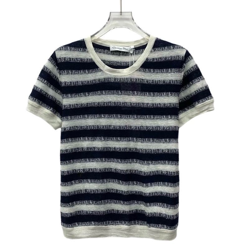 Dior Dior Color-blocked striped linen round-neck short-sleeved T Size S / US 4 / IT 40 - 1 Thumbnail