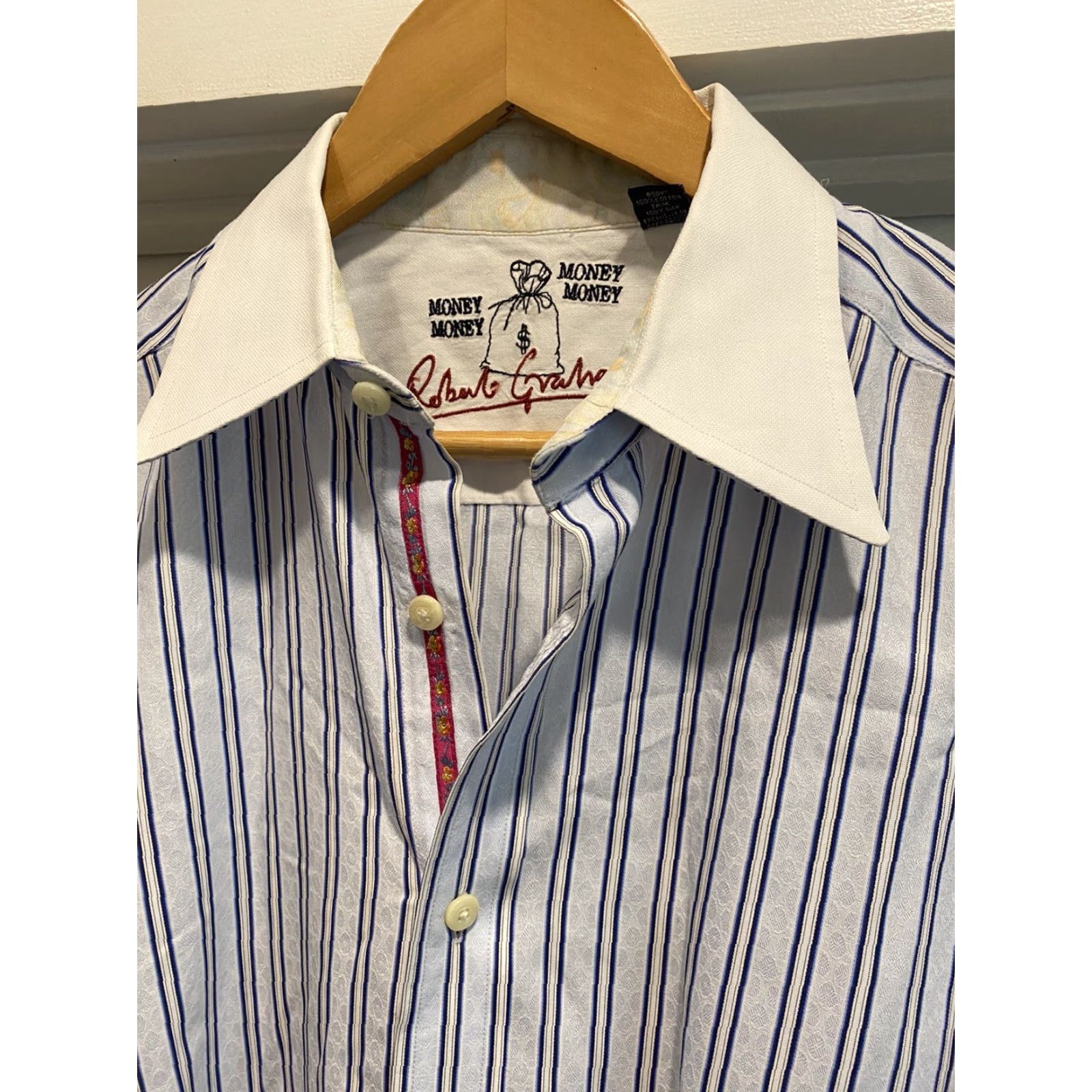 Robert Graham ROBERT GRAHAM Money Wall Street Button-Down Shirt Blue White Large Men’s Button-Up Shirt L Mens Size US L / EU 52-54 / 3 - 3 Thumbnail