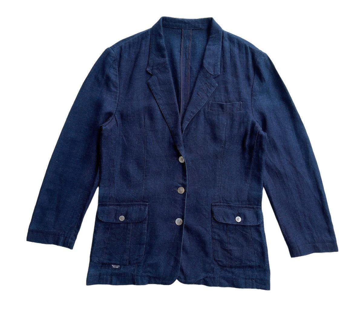 Indigo Modemoiselle Non Non Blue Indigo Linen Jacket Size US M / EU 48-50 / 2 - 2 Thumbnail
