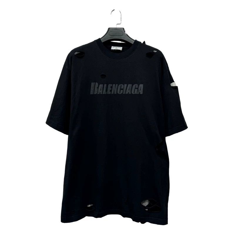 Balenciaga Balenciaga Black logo with holes and short sleeves Size US S / EU 44-46 / 1 - 1 Thumbnail