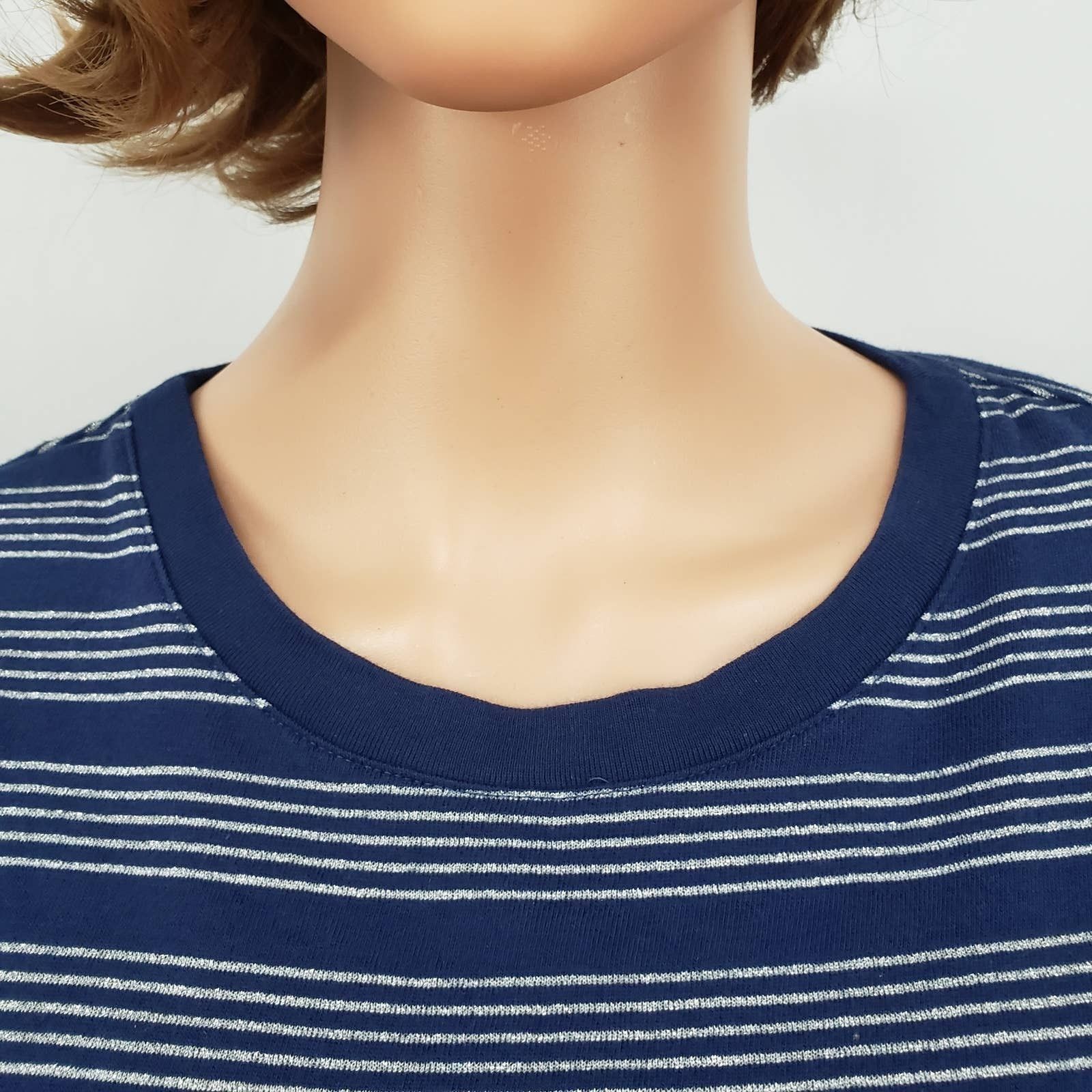 Levi's LEVIS Striped Navy Blue Silver Glitter Tie Back Crop Top Tee Size XS / US 0-2 / IT 36-38 - 9 Thumbnail