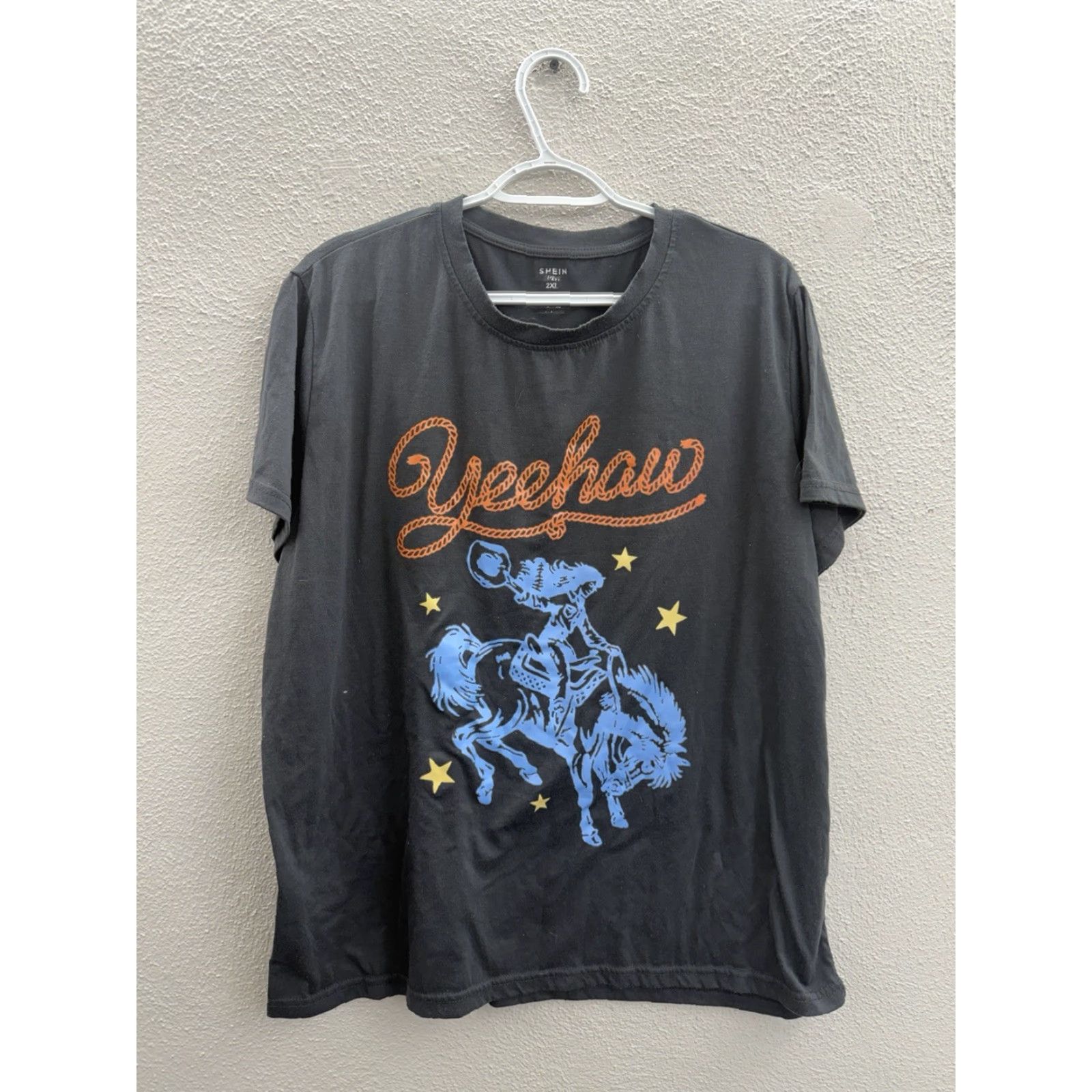 Shein SHEIN Curve Shirt Womens 2XL Gray Short Sleeve Yeehaw Cowgirl Shirt Women casual solid pattern Round Neck Pullover All Seasons Size XXL / US 16-18 / IT 52-54 - 2 Thumbnail