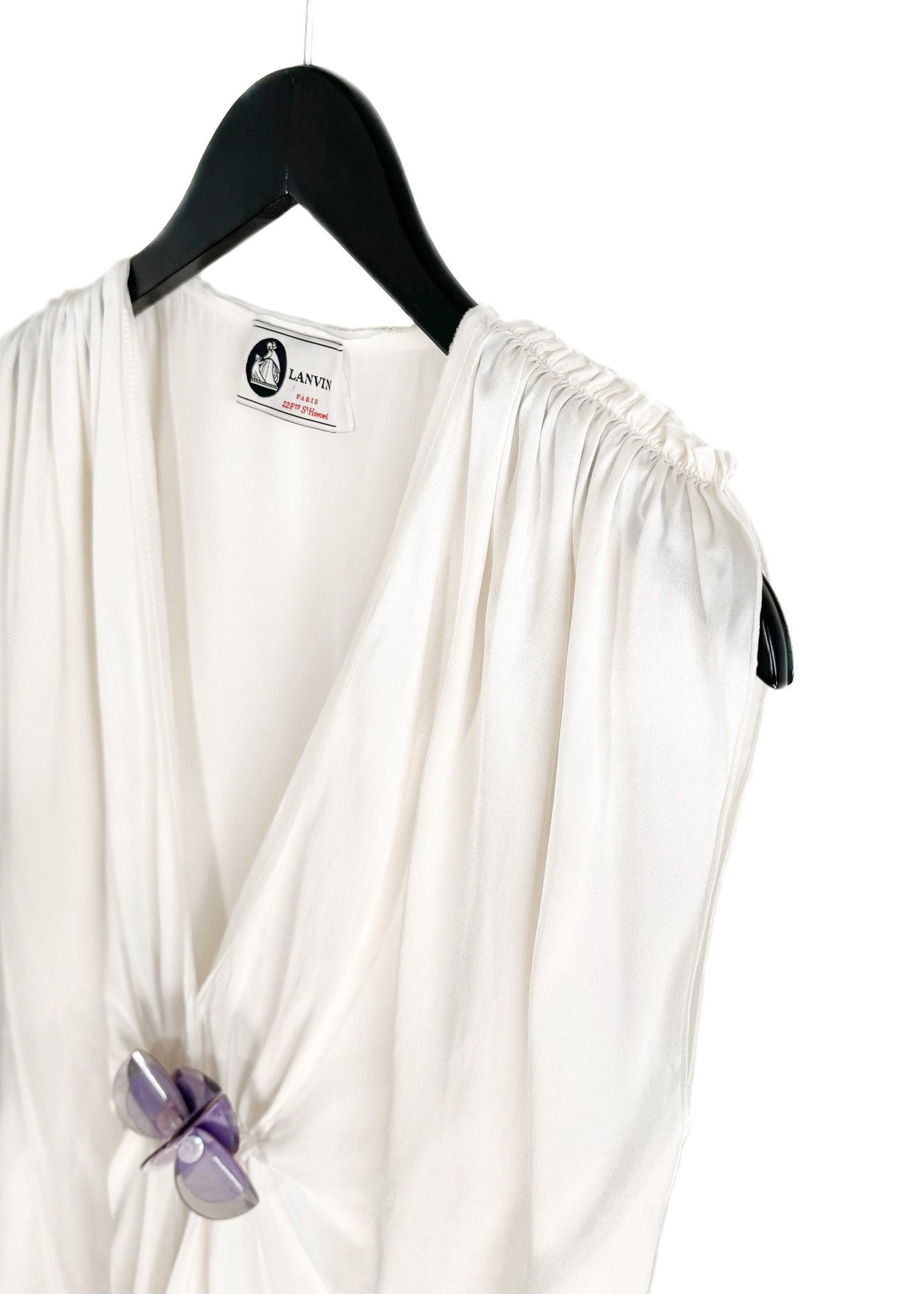 Lanvin Lanvin Ivory Silk Flower Embellished Sleeveless Top Size L / US 10 / IT 46 - 2 Thumbnail