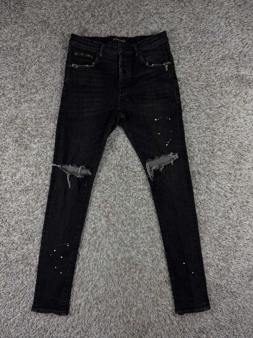 Purple Brand PURPLE BRAND Over Spray Skinny Jeans 'Black' Size US 31 - 1 Thumbnail