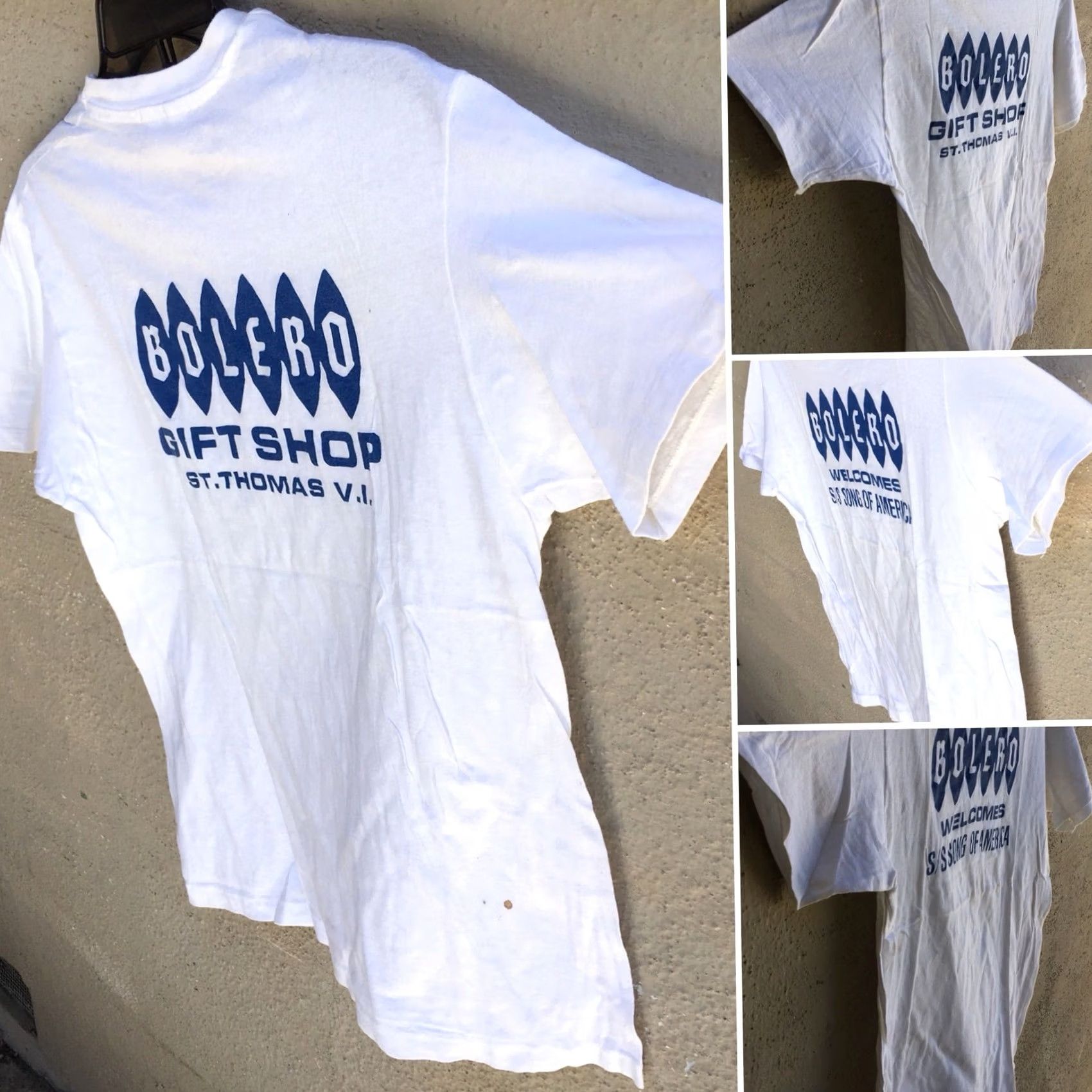 Hanes VINTAGE Hanes Bolero Welcomes S/S Song of America Graphic Tee Shirt Mens L White 1980s St. Thomas VI Gift Shop Size US L / EU 52-54 / 3 - 3 Thumbnail