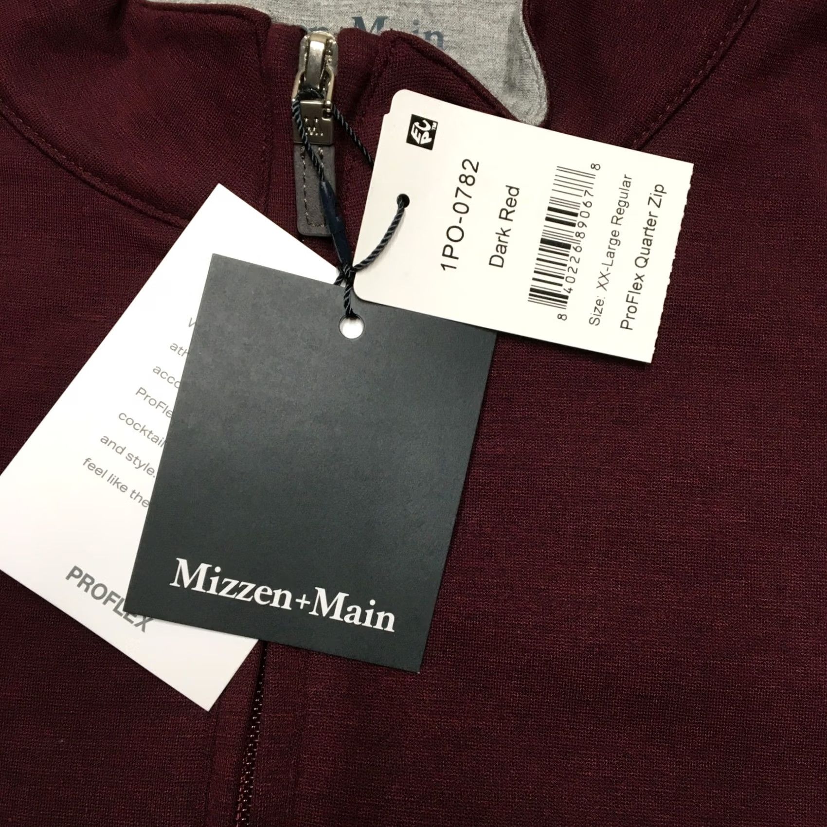Mizzen+Main Mizzen+Main Proflex Quarter Zip Mens 2XL Dark Red Performance Golf Pullover Shirt (Mock Neck, 1/4 Zip) Size US XXL / EU 58 / 5 - 4 Thumbnail