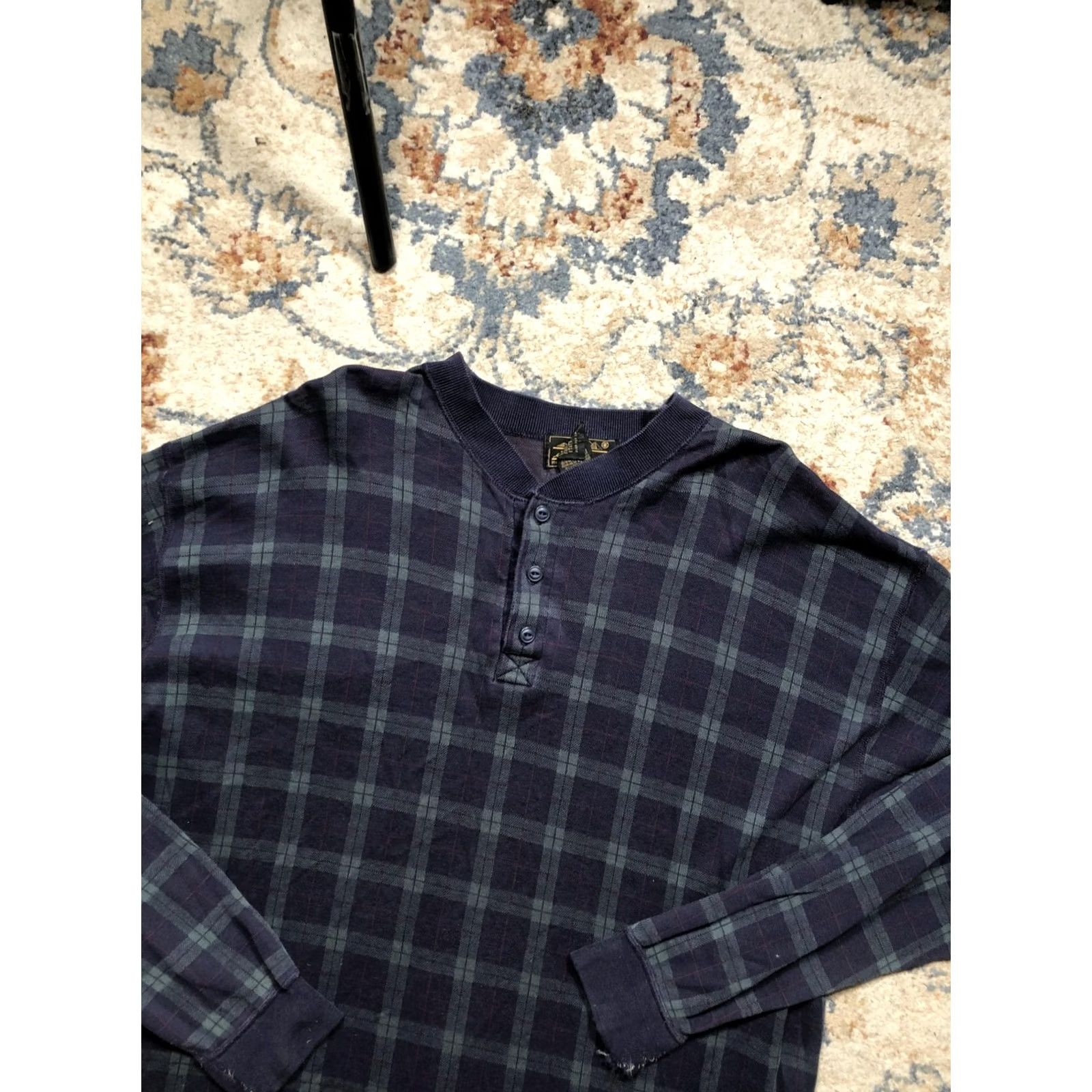 Eddie Bauer Vintage Eddie Bauer Henley Shirt Mens Large Blue Plaid Long Sleeve Made USA 90s Size US L / EU 52-54 / 3 - 6 Thumbnail