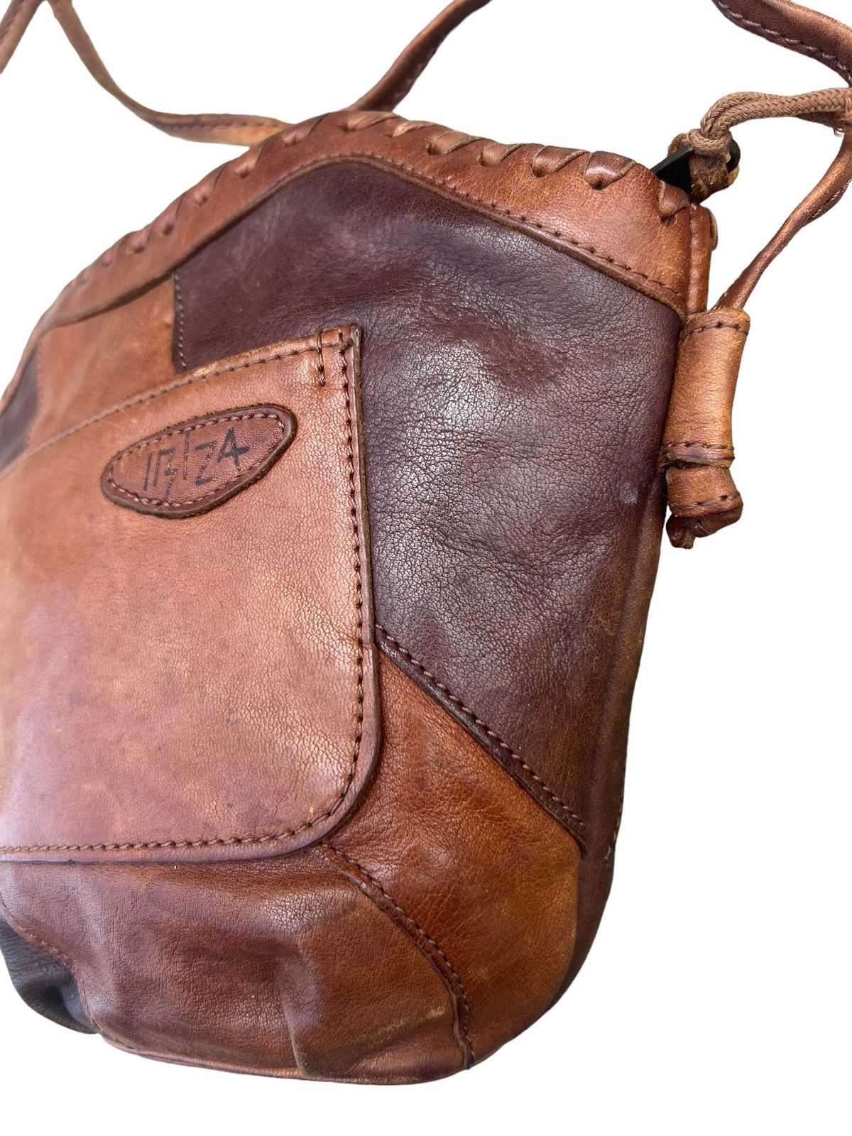 Leather Vintage Ibiza Japan Patina Leather Patchwork Mini Bag Size ONE SIZE - 3 Thumbnail