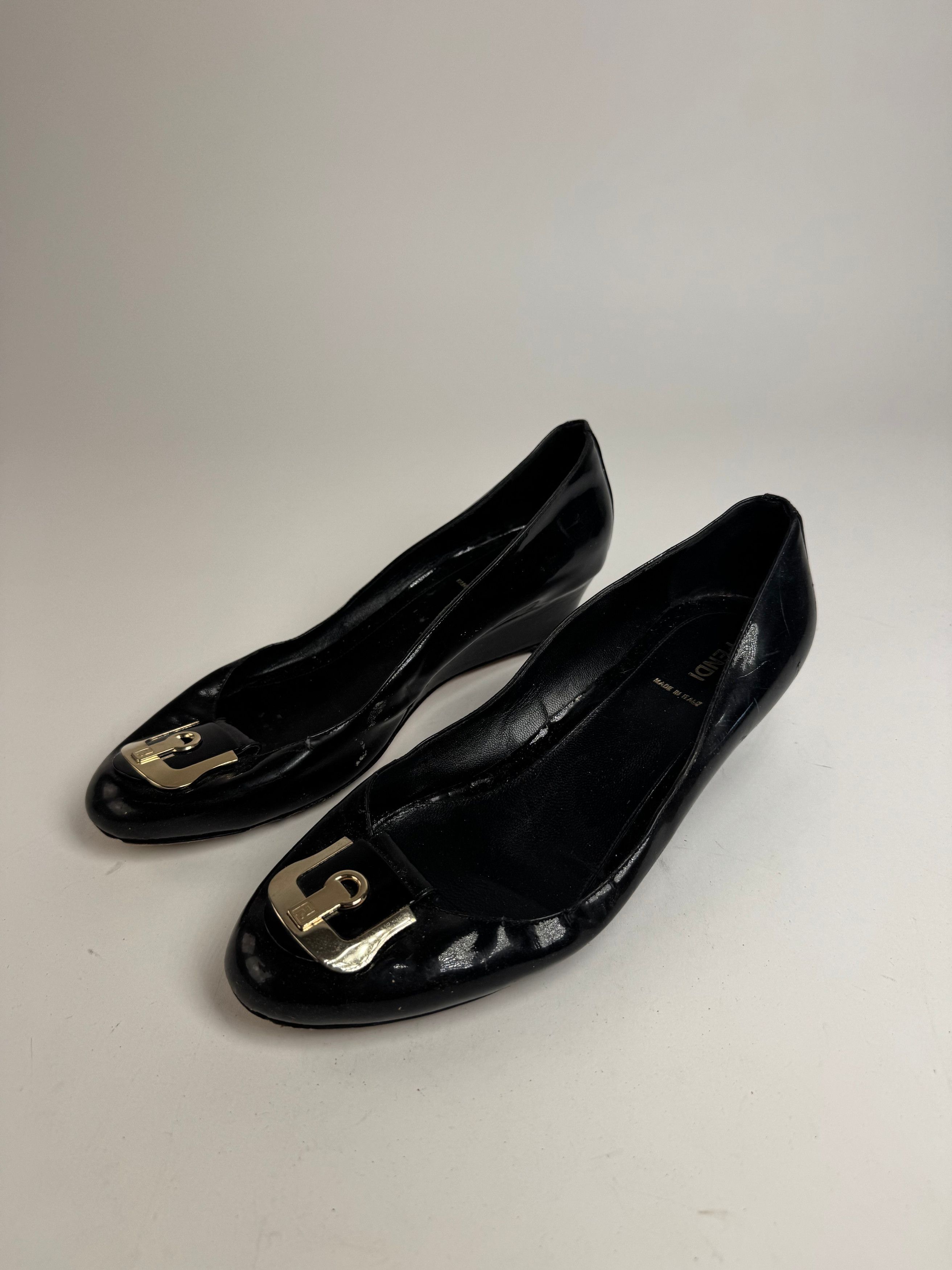Fendi Vintage Patent Leather Clogs Black EU41 Size US 10 / IT 40 - 1 Thumbnail