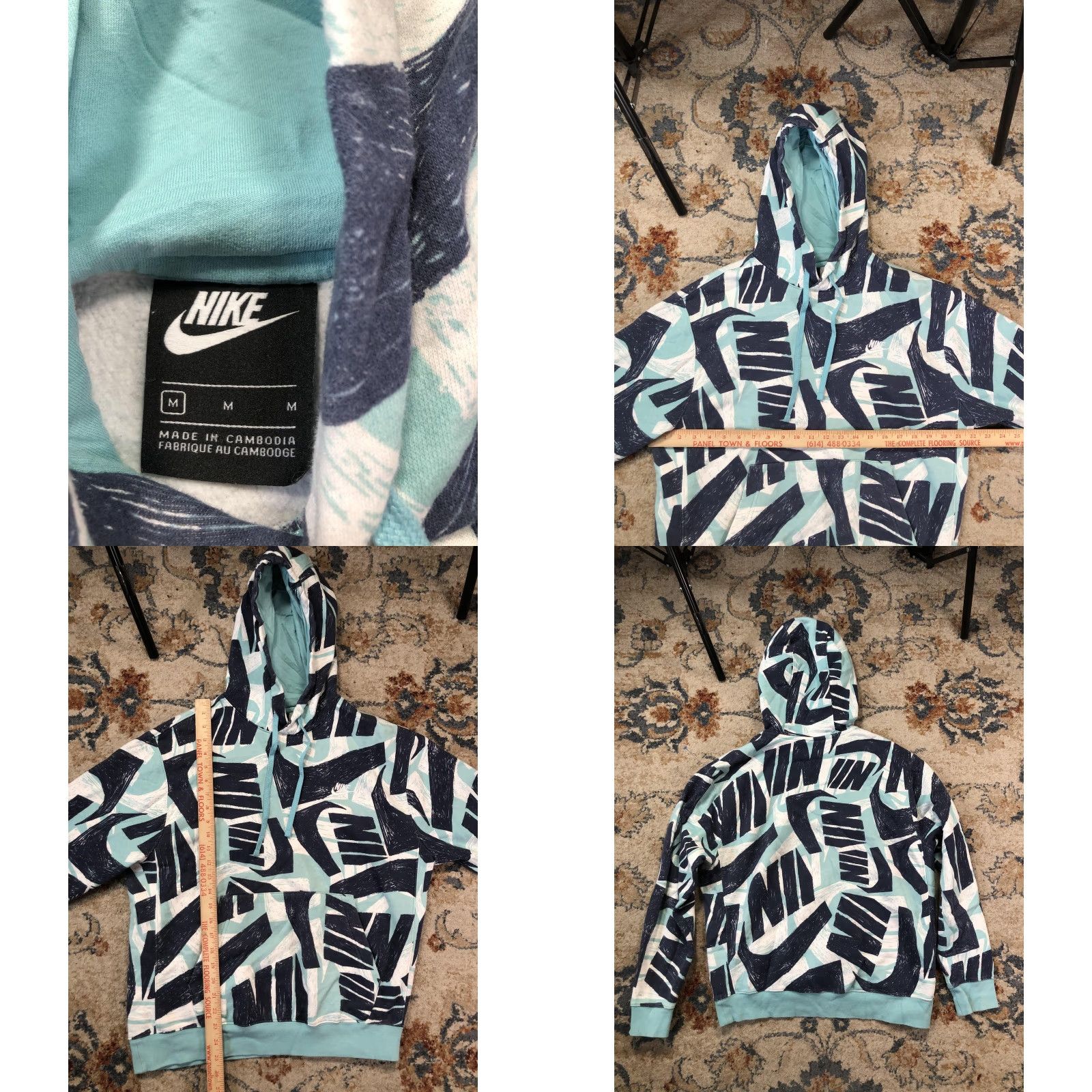 Nike Nike Hoodie Mens M Teal Allover Logo Fleece Kangaroo Sweatshirt Size US M / EU 48-50 / 2 - 8 Thumbnail