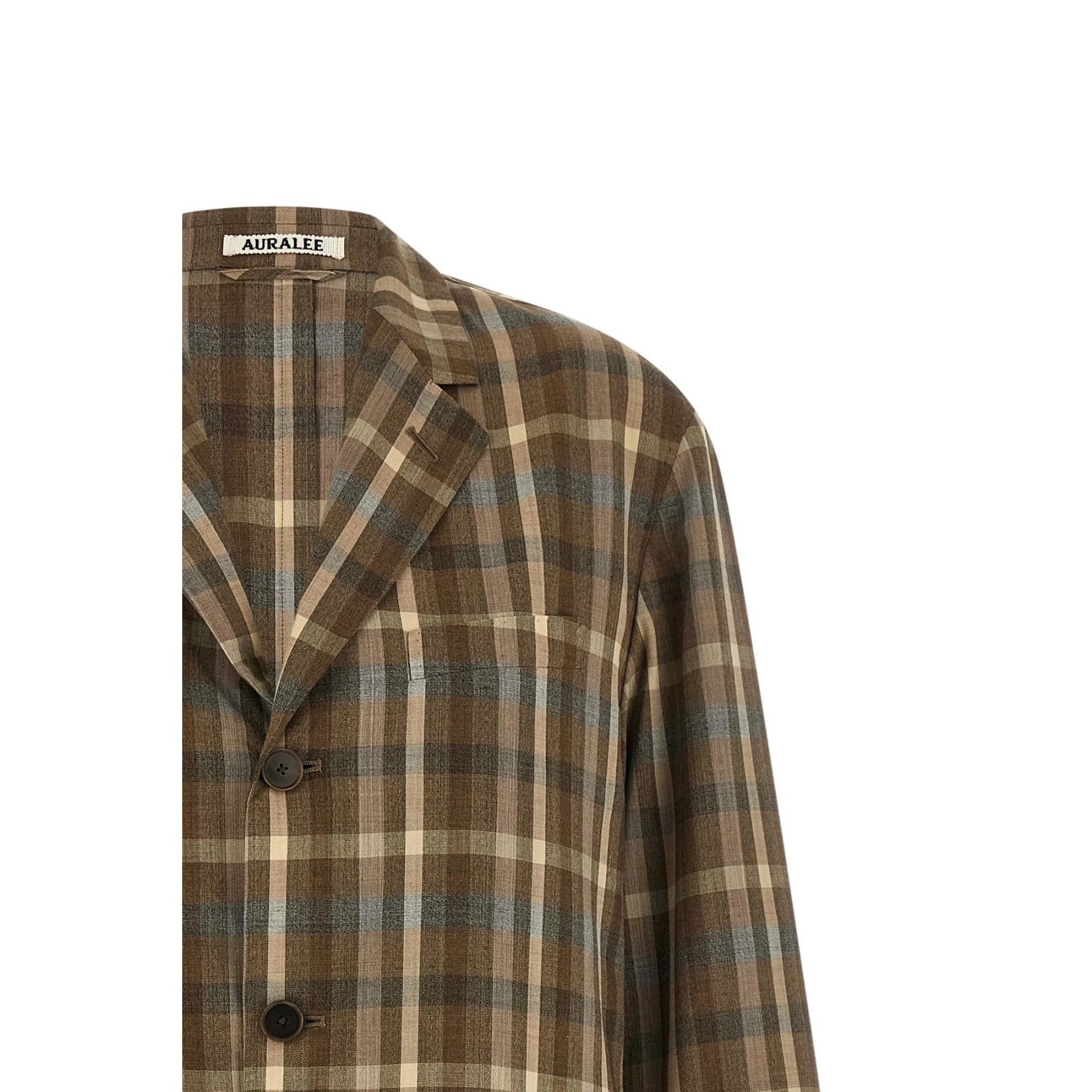 Auralee Auralee Super 130 Check Brown Wool Blazer New & Authentic (W Size M / US 6-8 / IT 42-44 - 3 Thumbnail