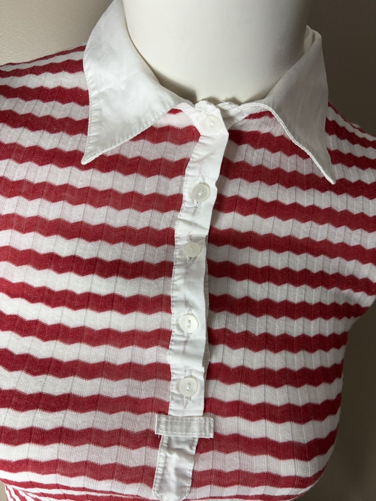 Vintage Vintage coquette style striped tee t-shirt button up blouse Size XS / US 0-2 / IT 36-38 - 8 Thumbnail
