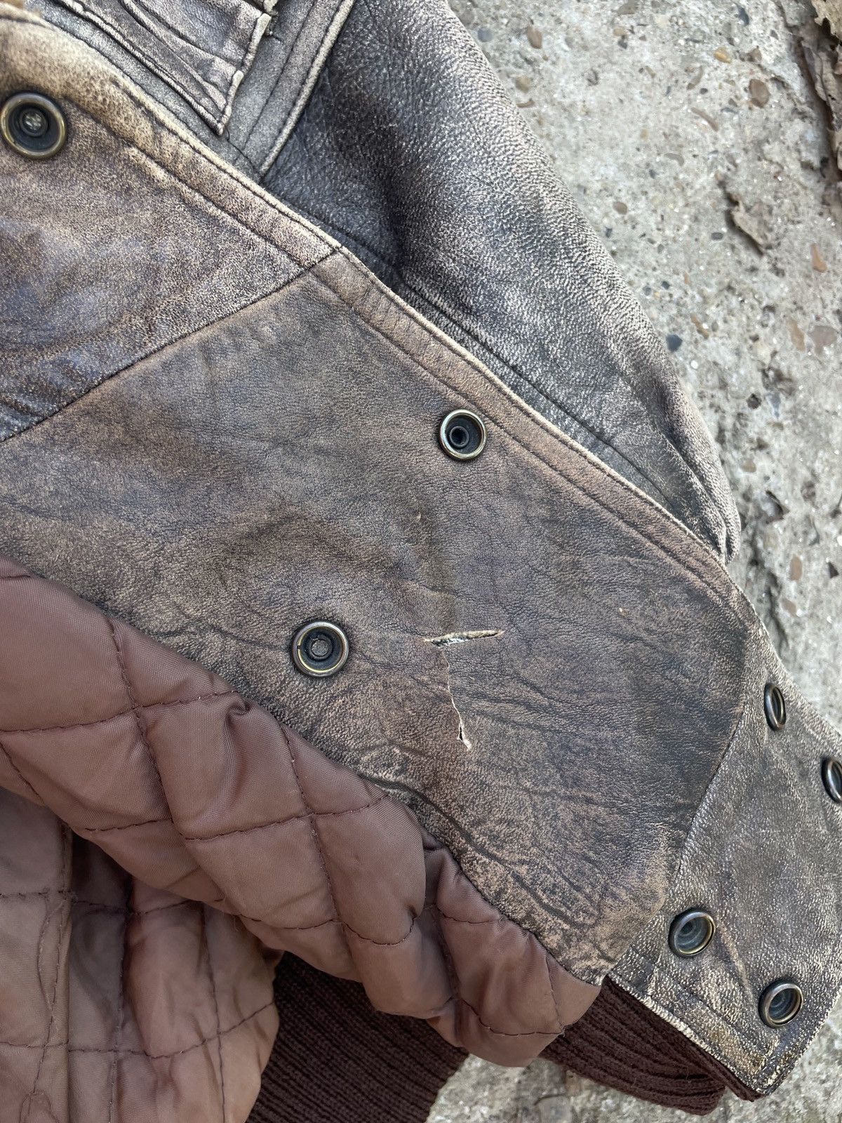Other Vintage Brown Leather Aviator Bomber Jacket Size US L / EU 52-54 / 3 - 13 Thumbnail